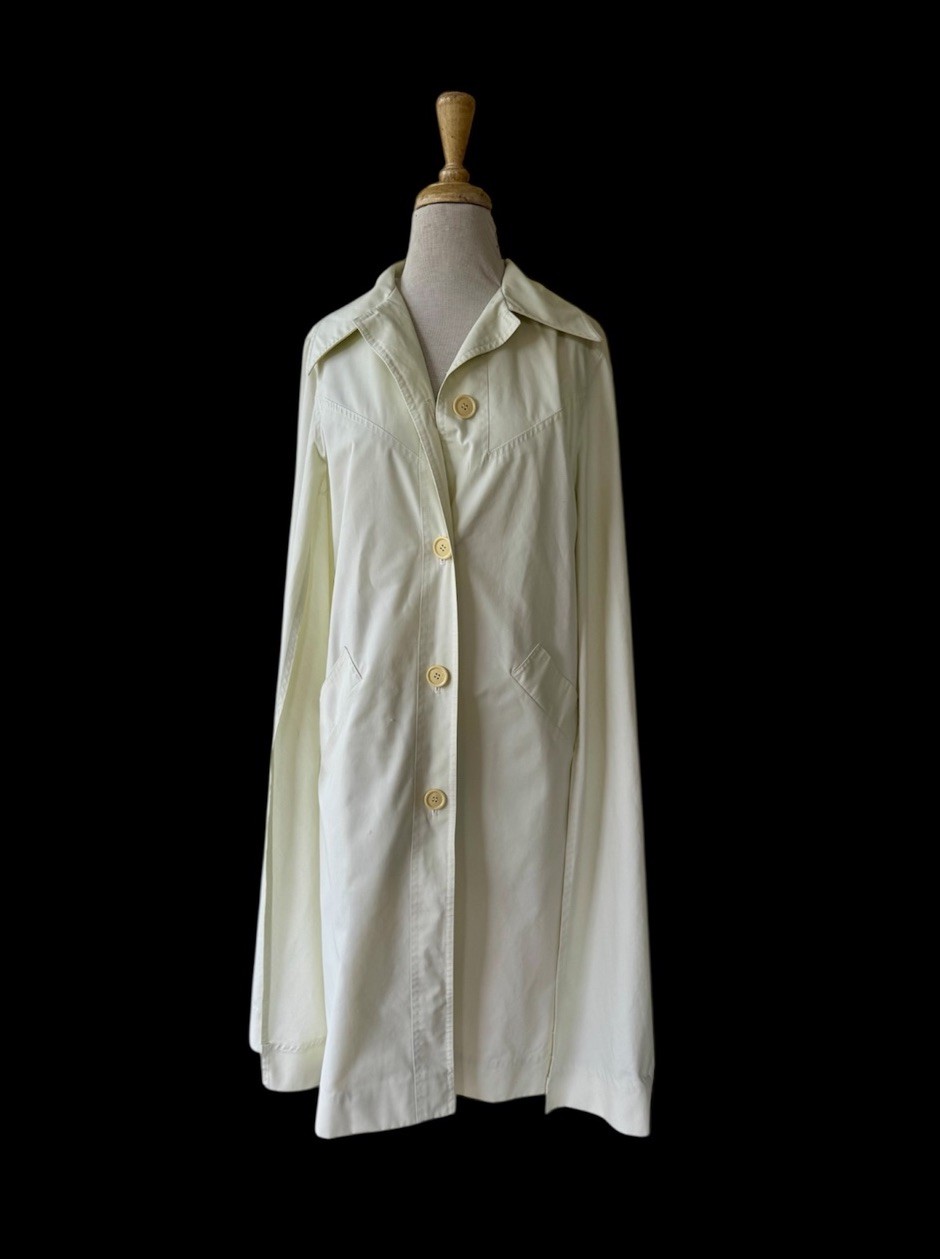 Vtg 70s Ivory Canvas Cape Jacket OS Cloak Boho Classic *No Belt * As Is