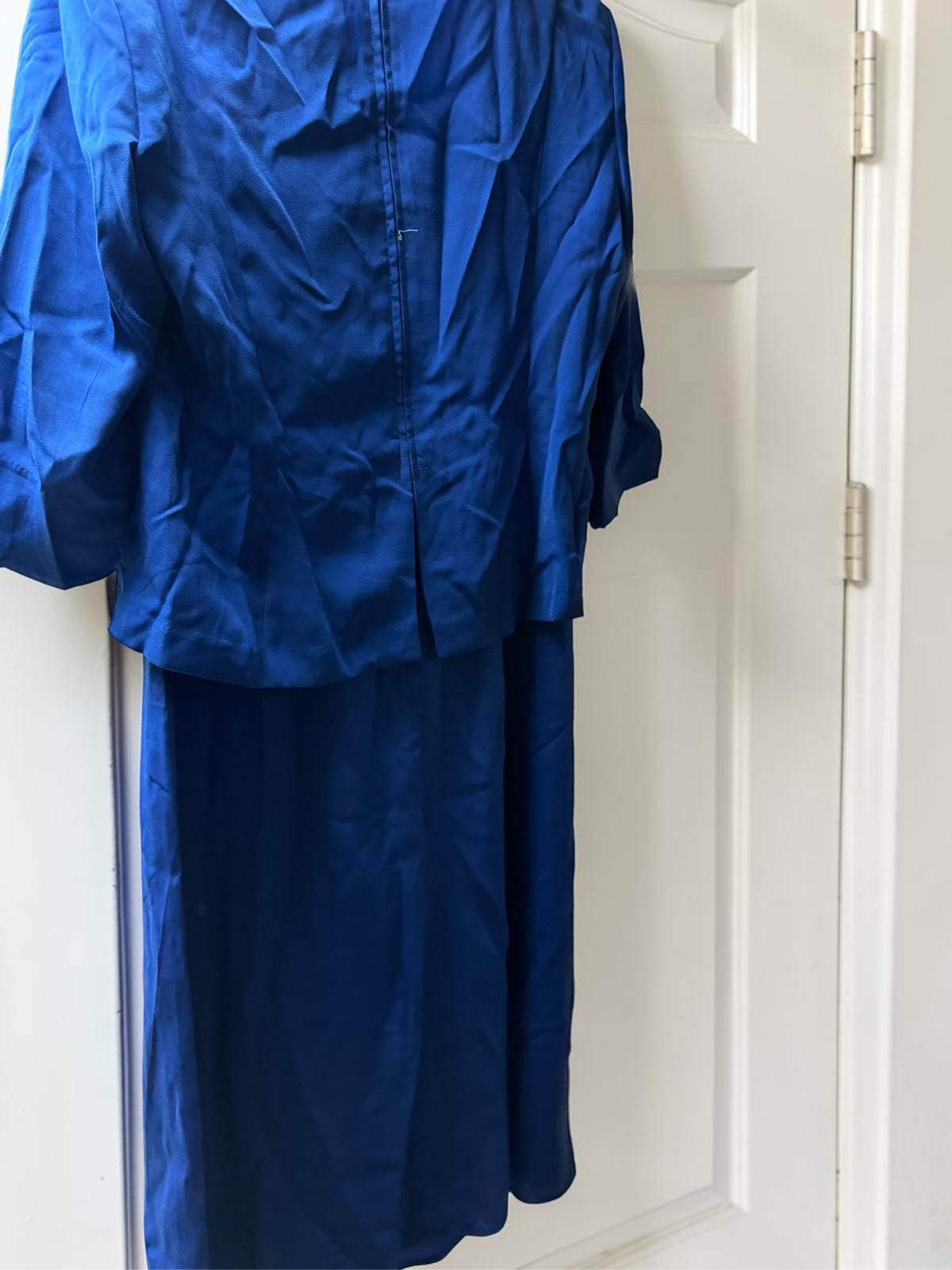BFA Classics Women’s Blue 2pc Skirt Set Button Front Pleated 12P