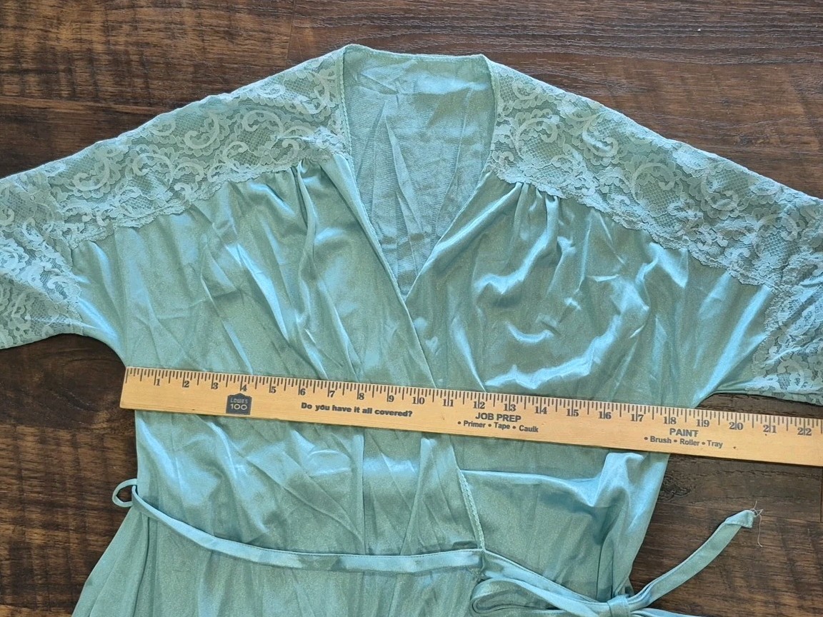 Vintage 1970s Maidenform Dreamwear Maxi Nylon Robe Dusty Blue Large USA Made