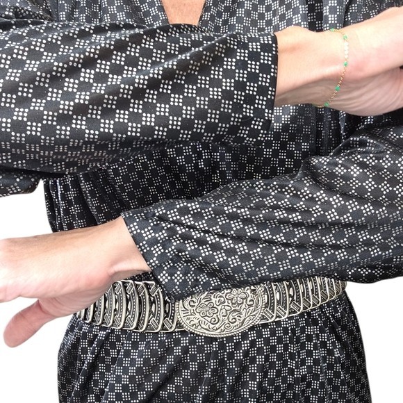 Vintage 80s Taurus Nites Metallic Dress Black Silver Shoulder Pad 6