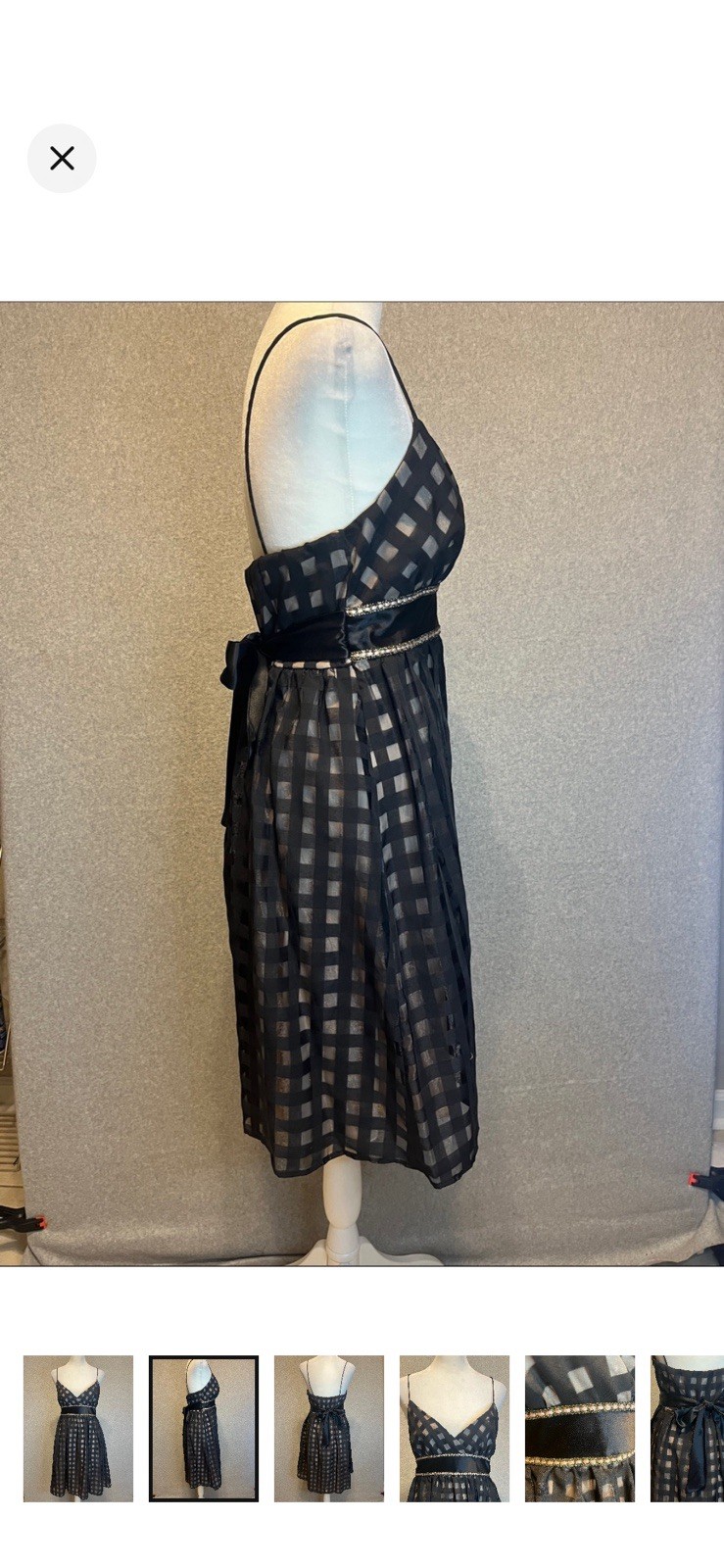 VTG 90s Teeze Me Black Formal Party Dress Fit + Flare Babydoll Sheer Straps NWT
