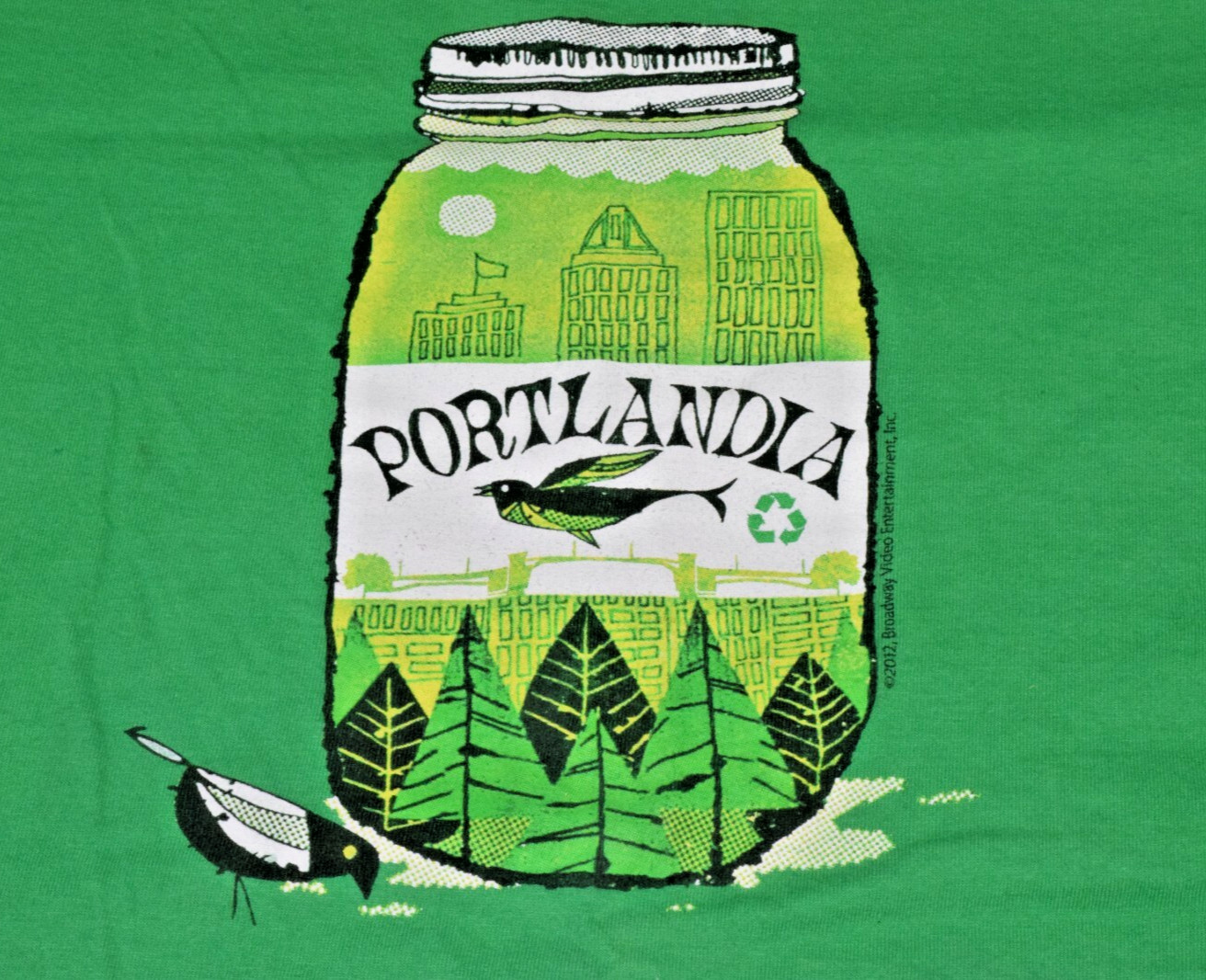 Vintage T-Shirt Gildan Size L 2012 Portlandia Broadway Video Mason Jar Bird
