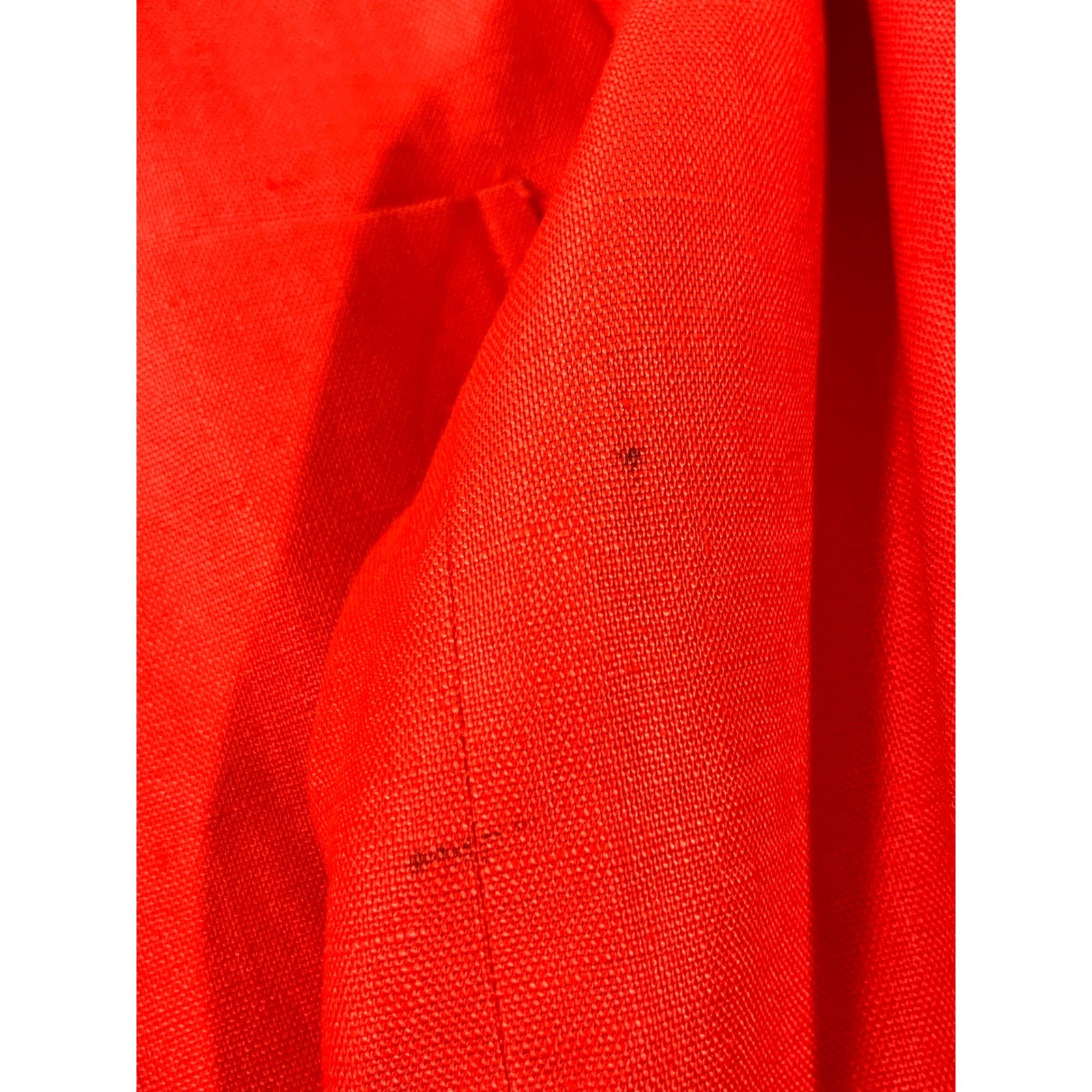 Talbots Linen Suit Set Women 12 Orange Blazer Midi Skirt Vibrant Career Wear