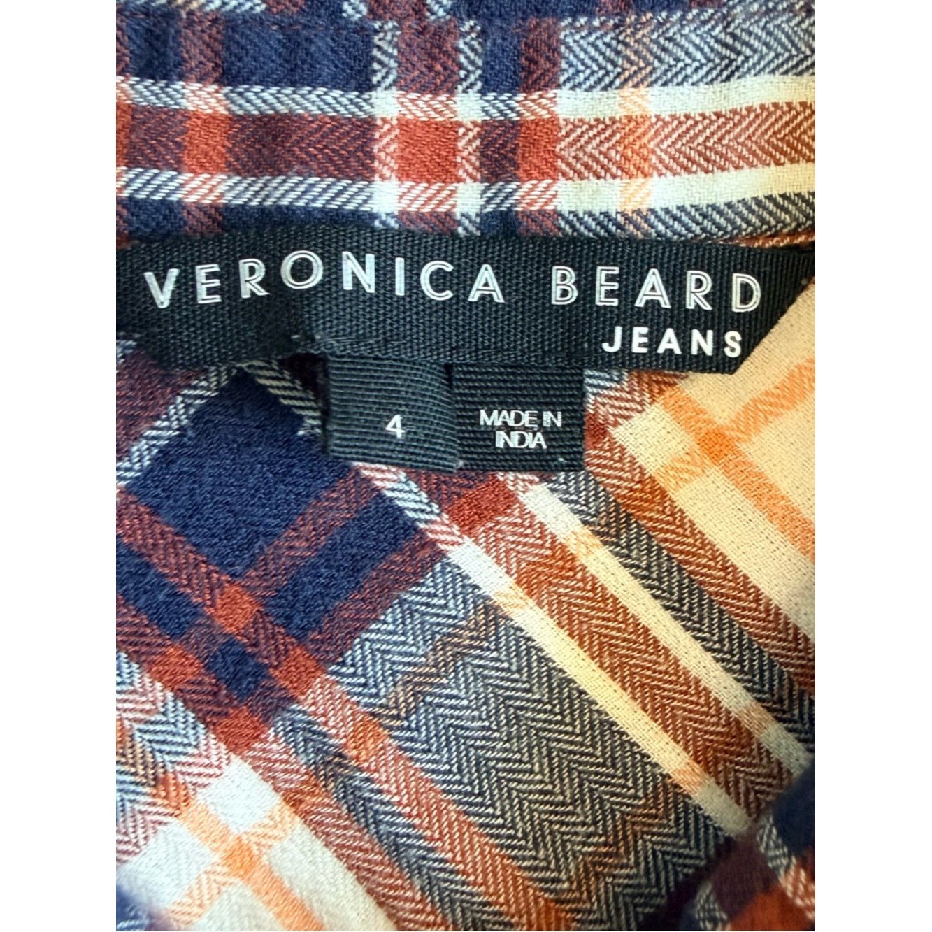 Veronica Beard Jeans Barnette Plaid Cotton Flannel Western Shirt size 4
