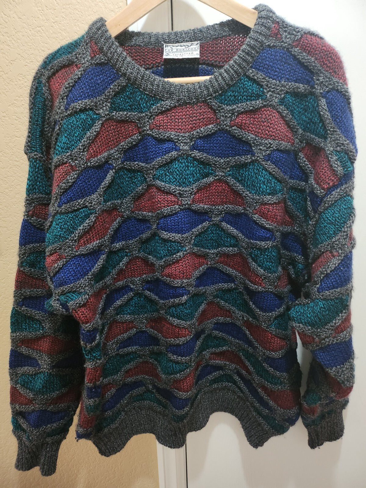 1986 Rare Nordstrom FarHorizon Coogi 3D Style 100% wool Sweater by ASF Australia