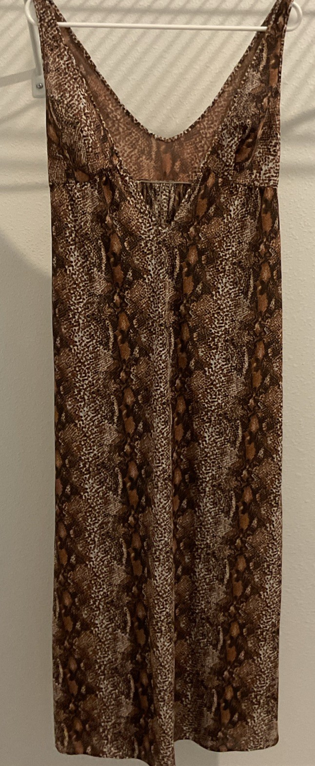 Vintage Sears Animal Print Maxi Dress Low Cut Empire Waist Size 34