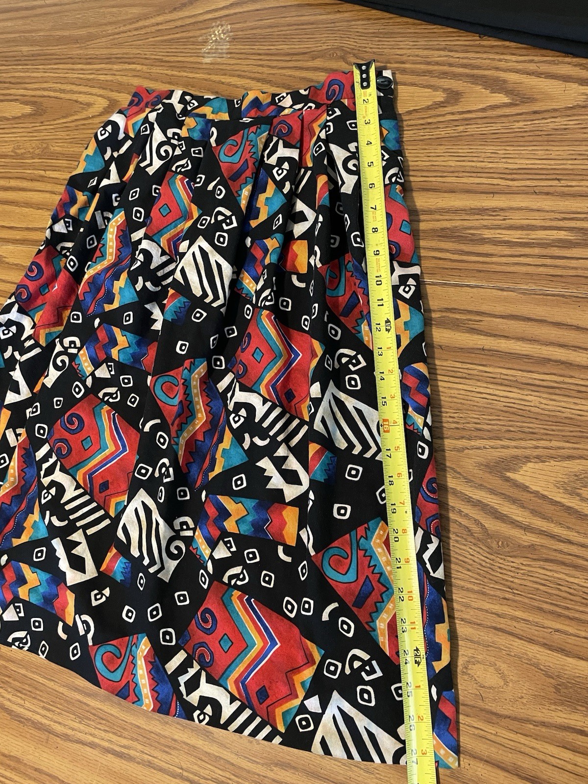 Vtg 1980s Worthington Colorblock New Wave Memphis Pattern A Line Midi Skirt 10