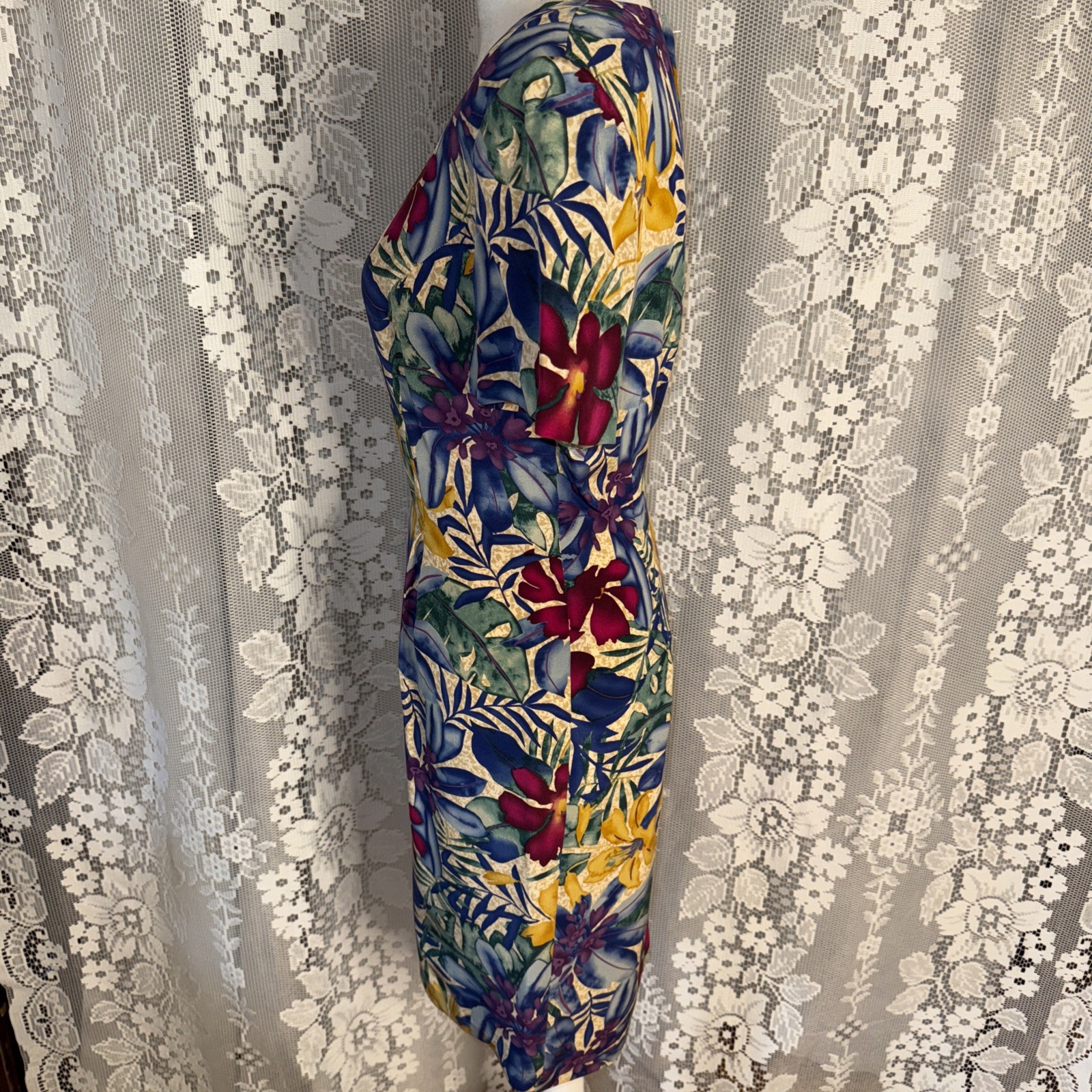 VTG Maggie London Petites Multicolor Silk Lined Floral Print Shift Dress SZ 12P