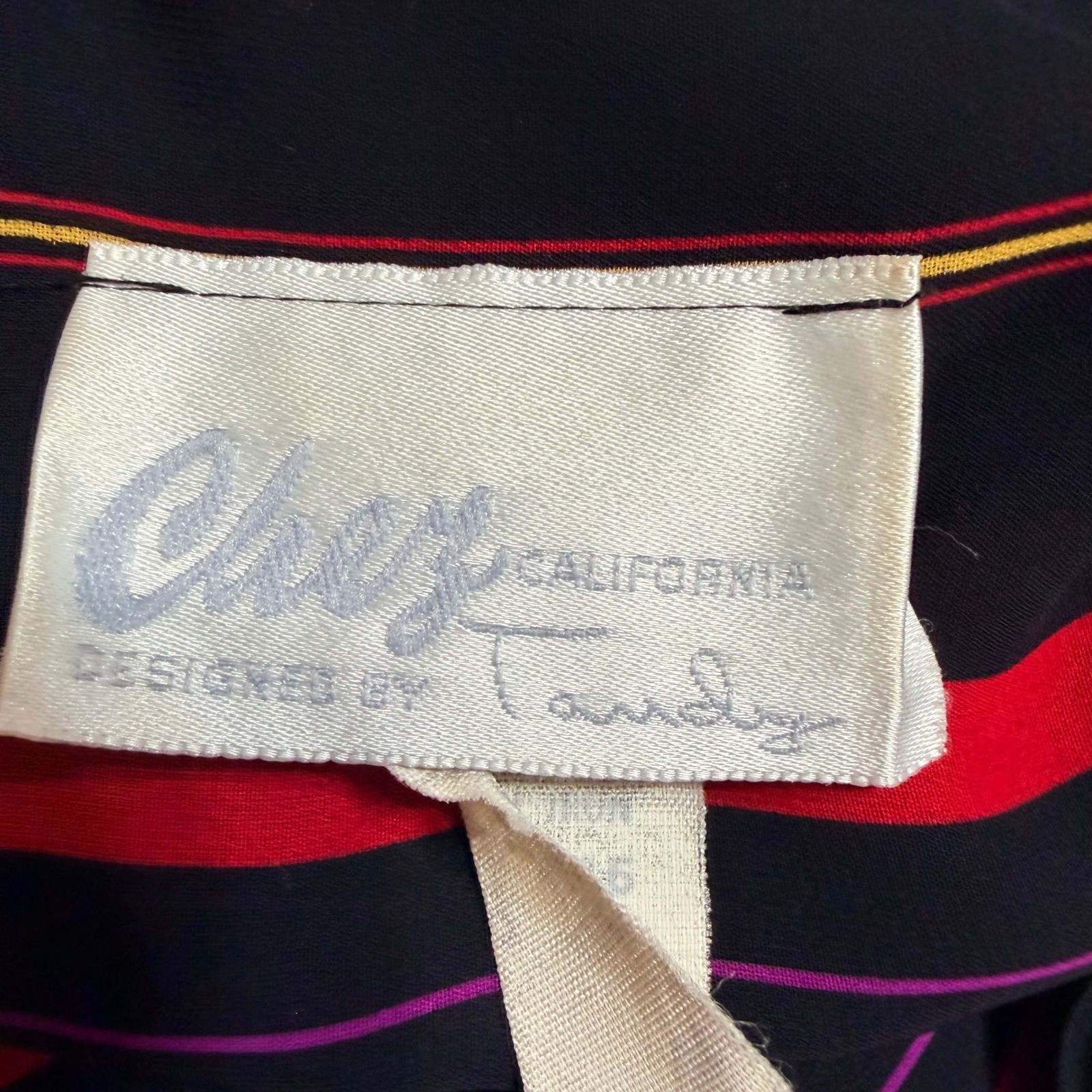 Chez California Designed by Tandy Vintage Striped Midi Dress Black Red Size 10