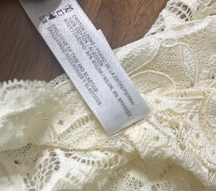 Vtg WONDERBRA Lace Sheer Mesh Girl Short Panties Sz XL Ivory Second Skin