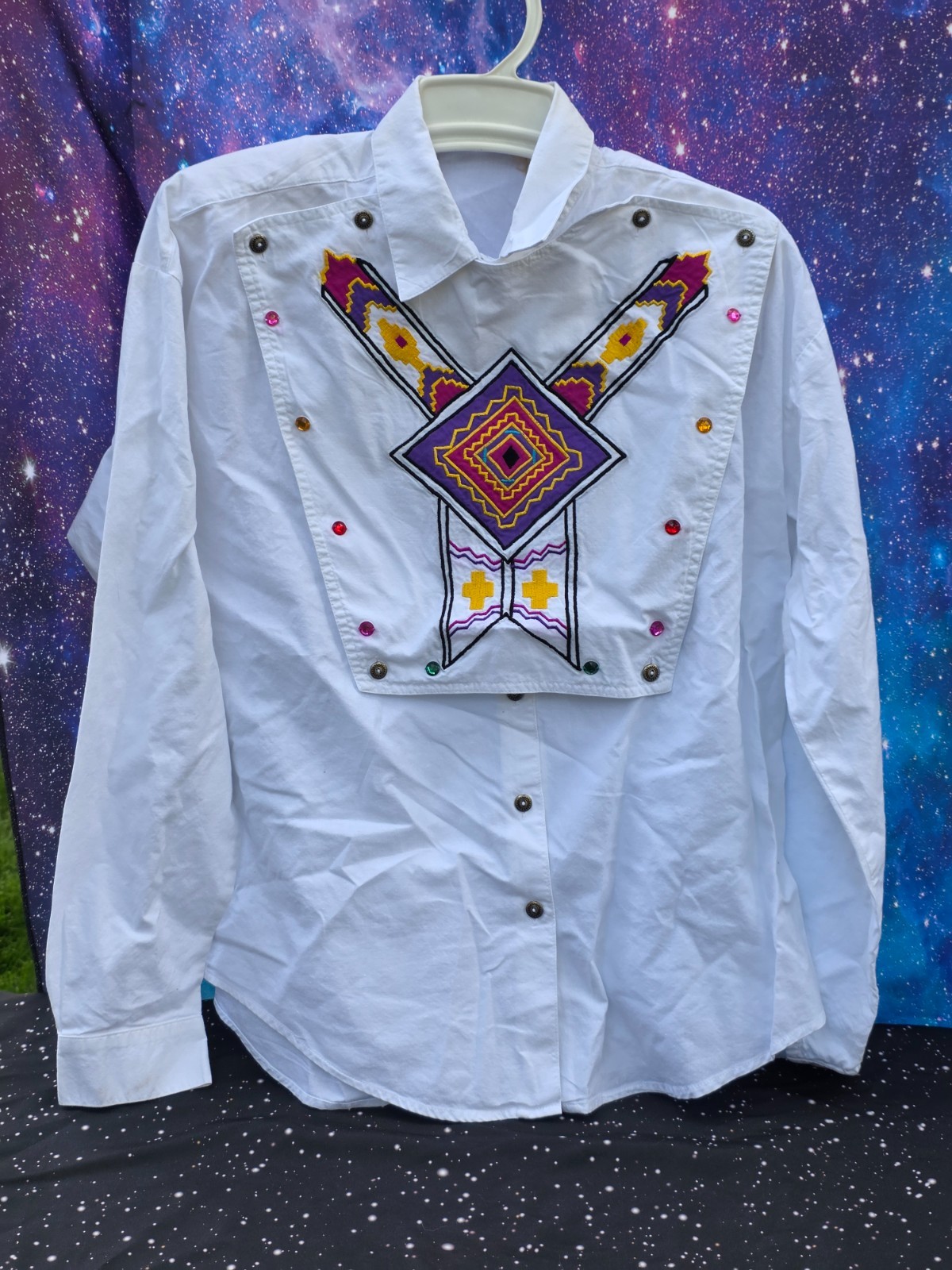 VINTAGE 1993 WESTERN SOUTHWEST CANYON SHIRT SIZE MEDIUM JEWELS WOMEN’S BLOUSE