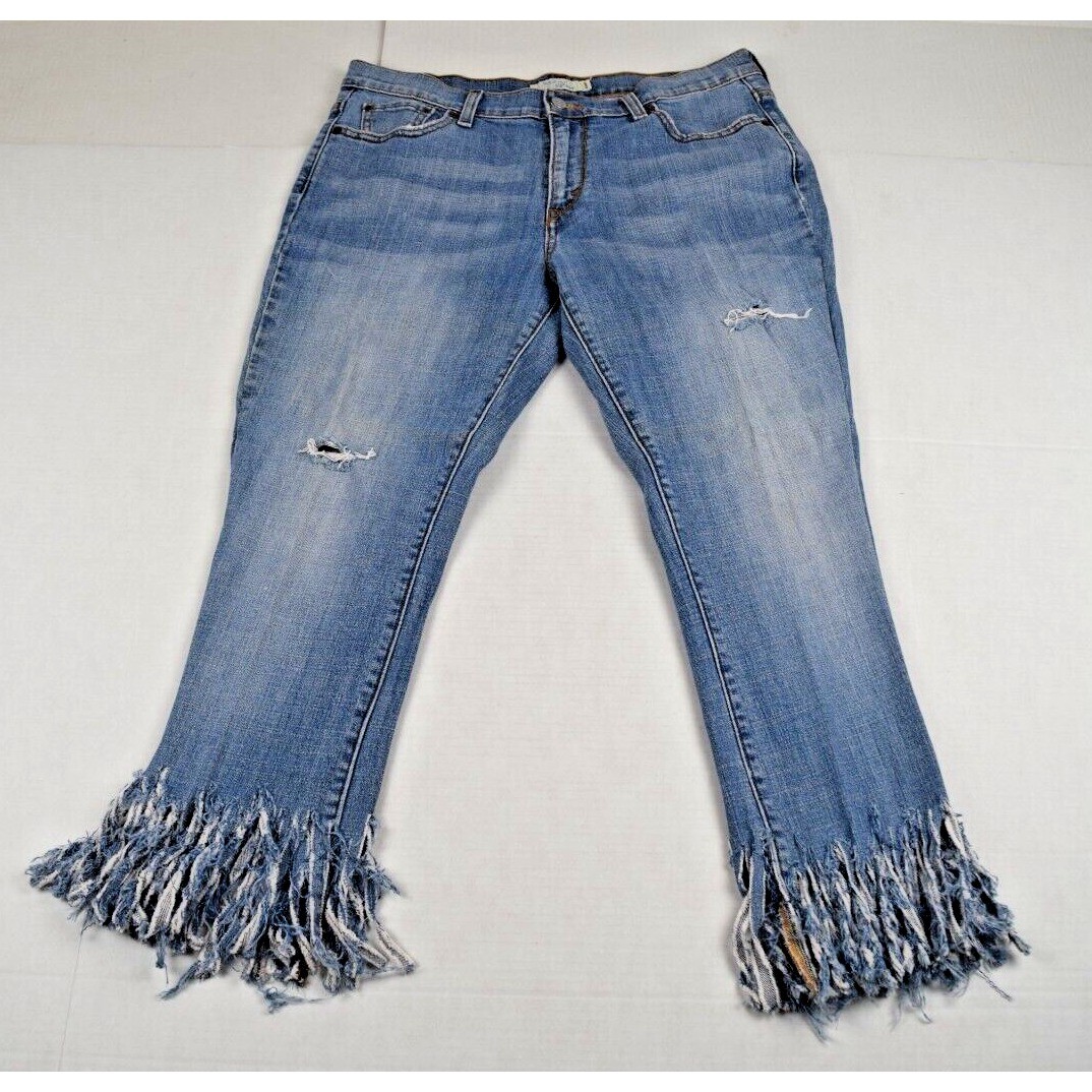Vintage Levi’s 515 Jeans 32X25 2009 Blue Modified Hem Capri Fringe
