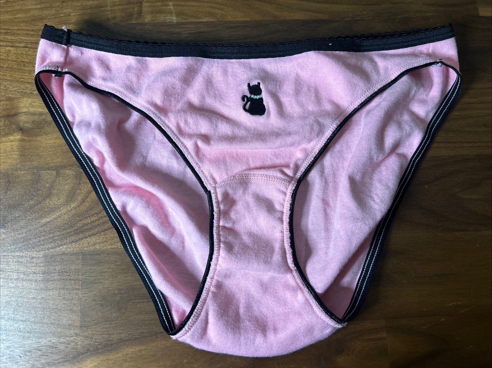 Vtg Charter Club Hi Leg 100% Cotton Pink Panties Size Small Kitty Black Cat