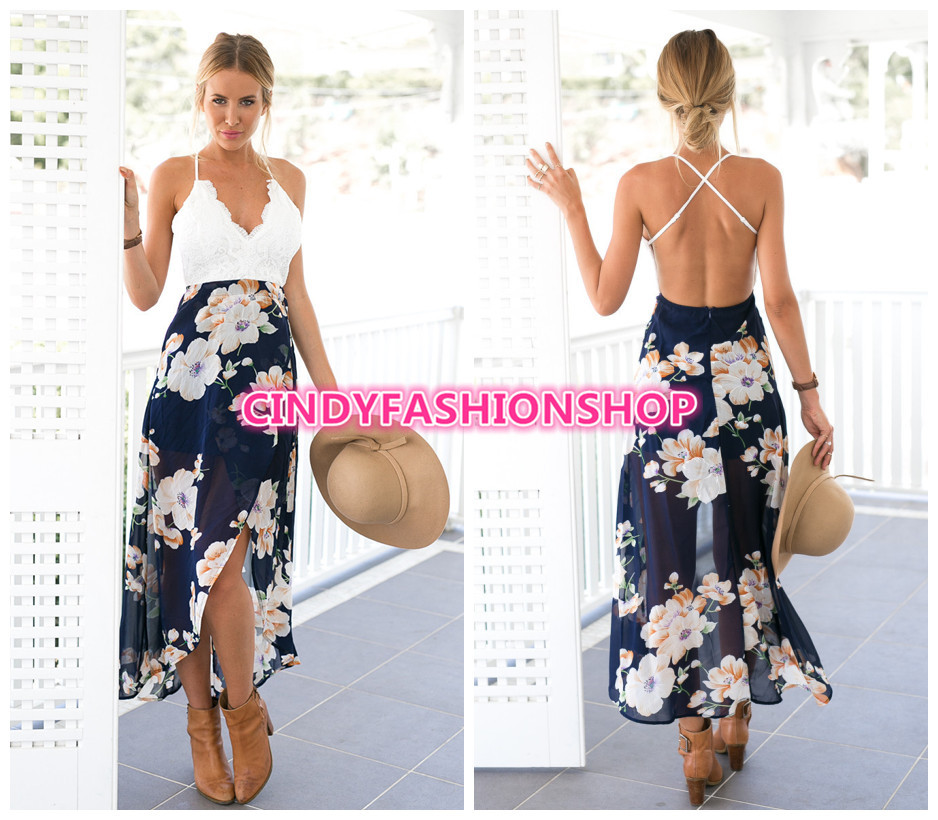 2017 Sexy Women Holiday Summer Boho Backless Evening Party Dress Beach Dresses