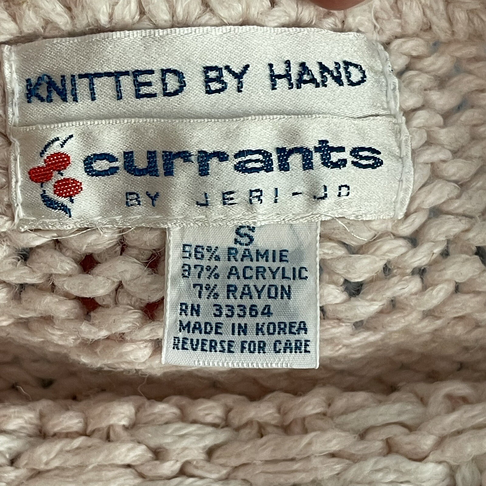 Vntg 80s Currant by Jeri Jo Sweater Vest Top Hand Loomed S Cottage Grandma Core