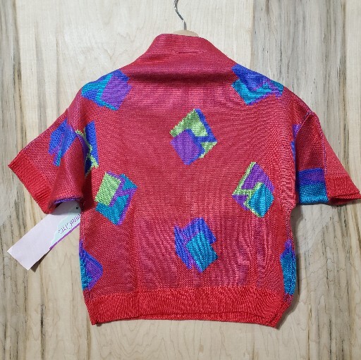 Santa Cruz Womens Vintage 80s Red Multicolor Mockneck Crop Sweater Sz Large NWT