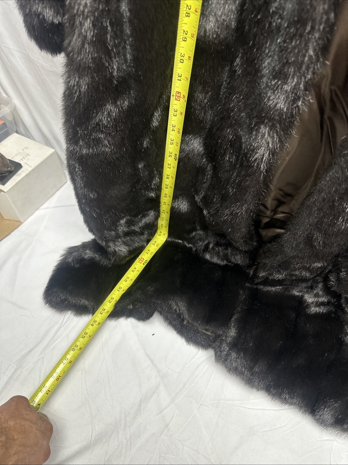 Monterey Fashions Vintage BLACK Faux Fur Coat Made İn USA 20W