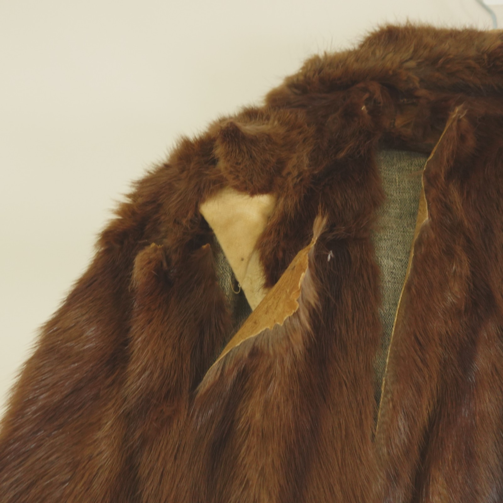 Vintage Mink Fur Jacket Capelet Short Swing Coat Brown Womens AS IS Repair Craft