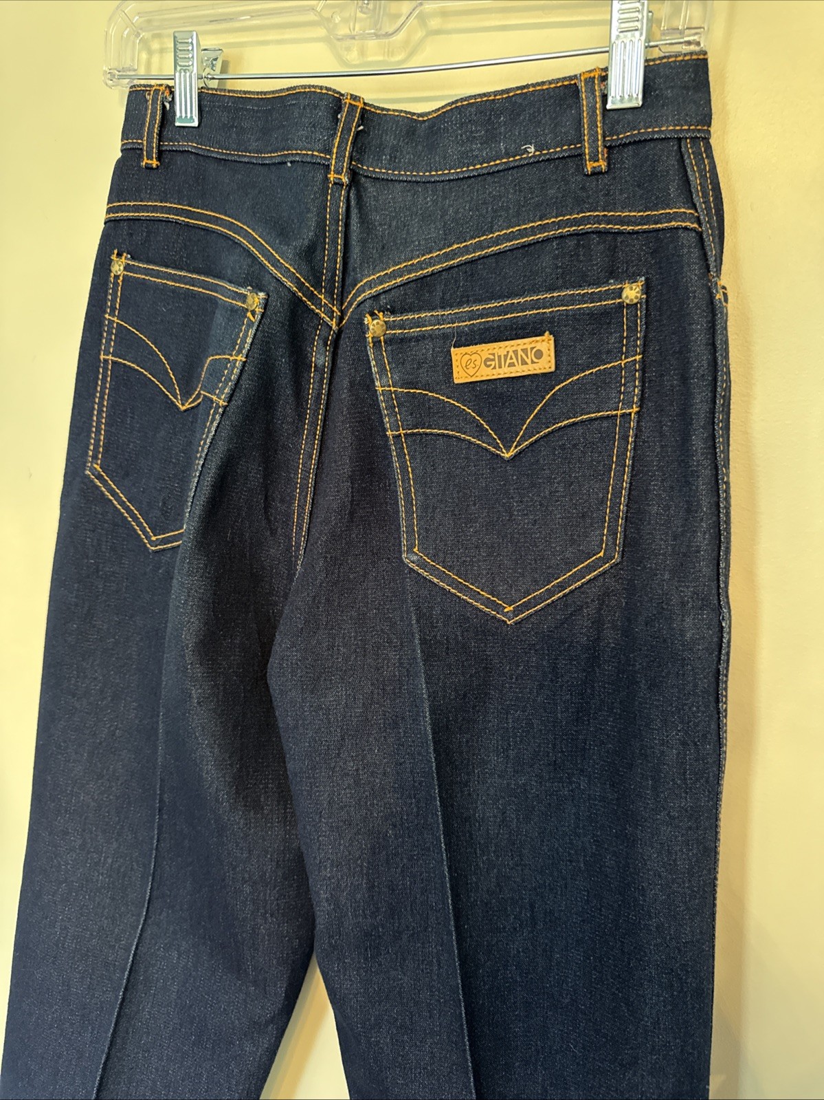 Vintage 1970’s PS Gitano High Waisted Disco Jeans Straight Leg Dark Wash 27×32