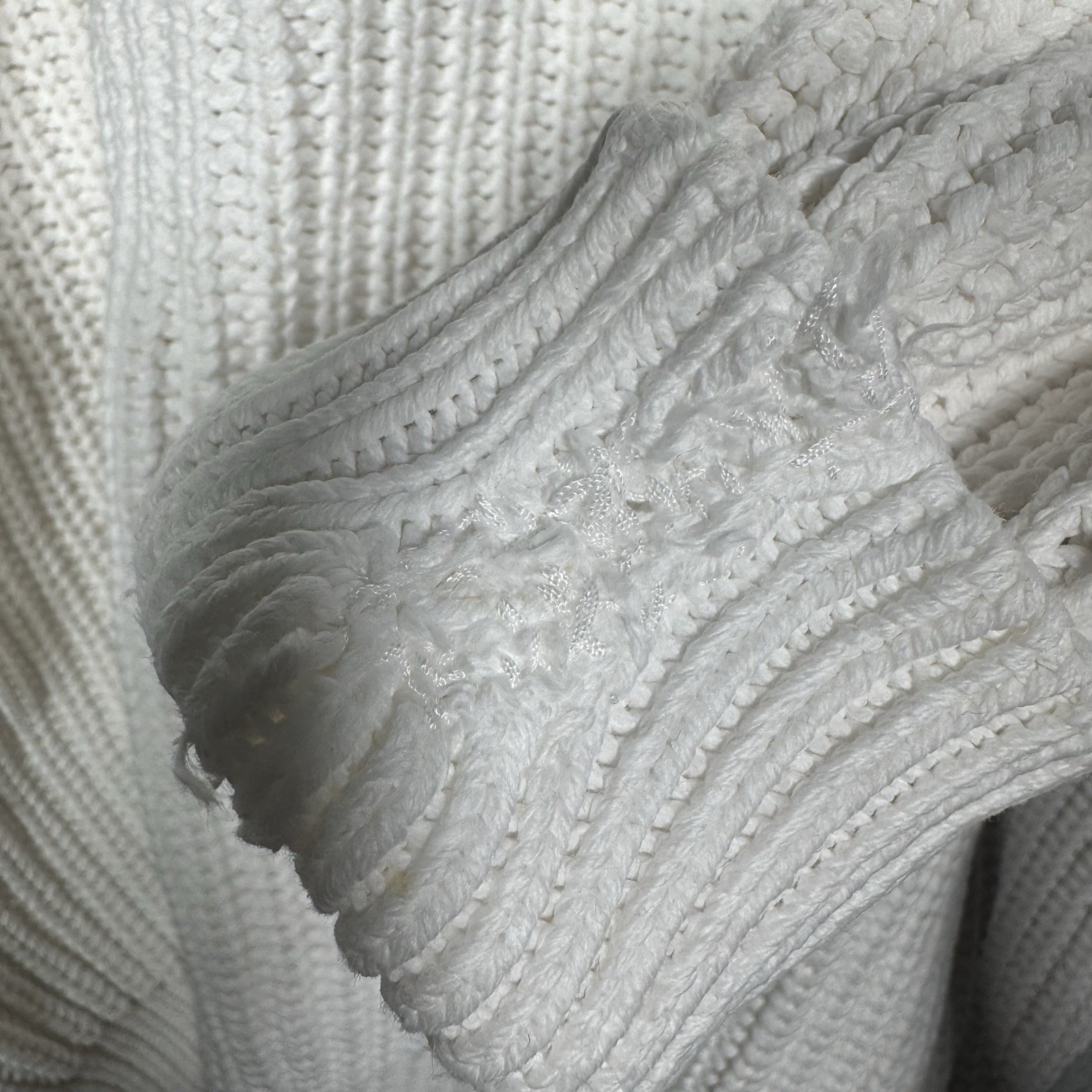 Vtg Orvis 100% Cotton Fisherman Chunky Cable Knit Sweater White Large