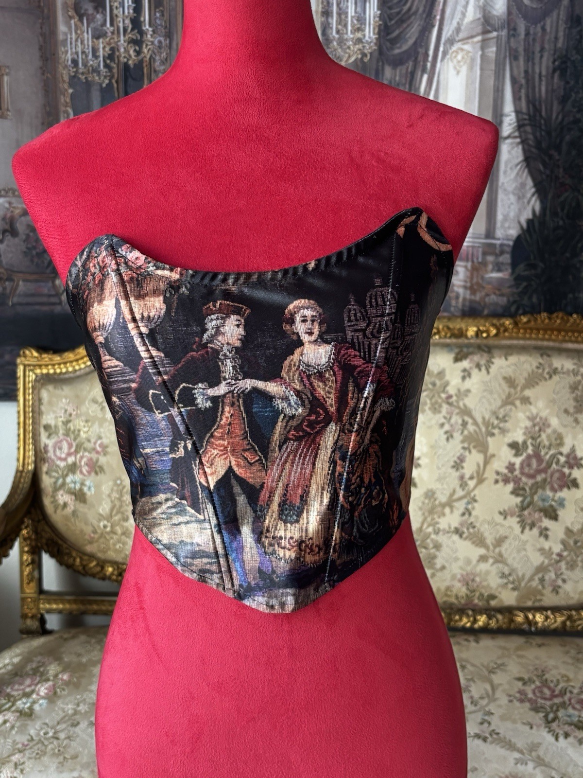 Rococo Renaissance Art Print Corset Top Strapless Bustier Coquette Fairycore S