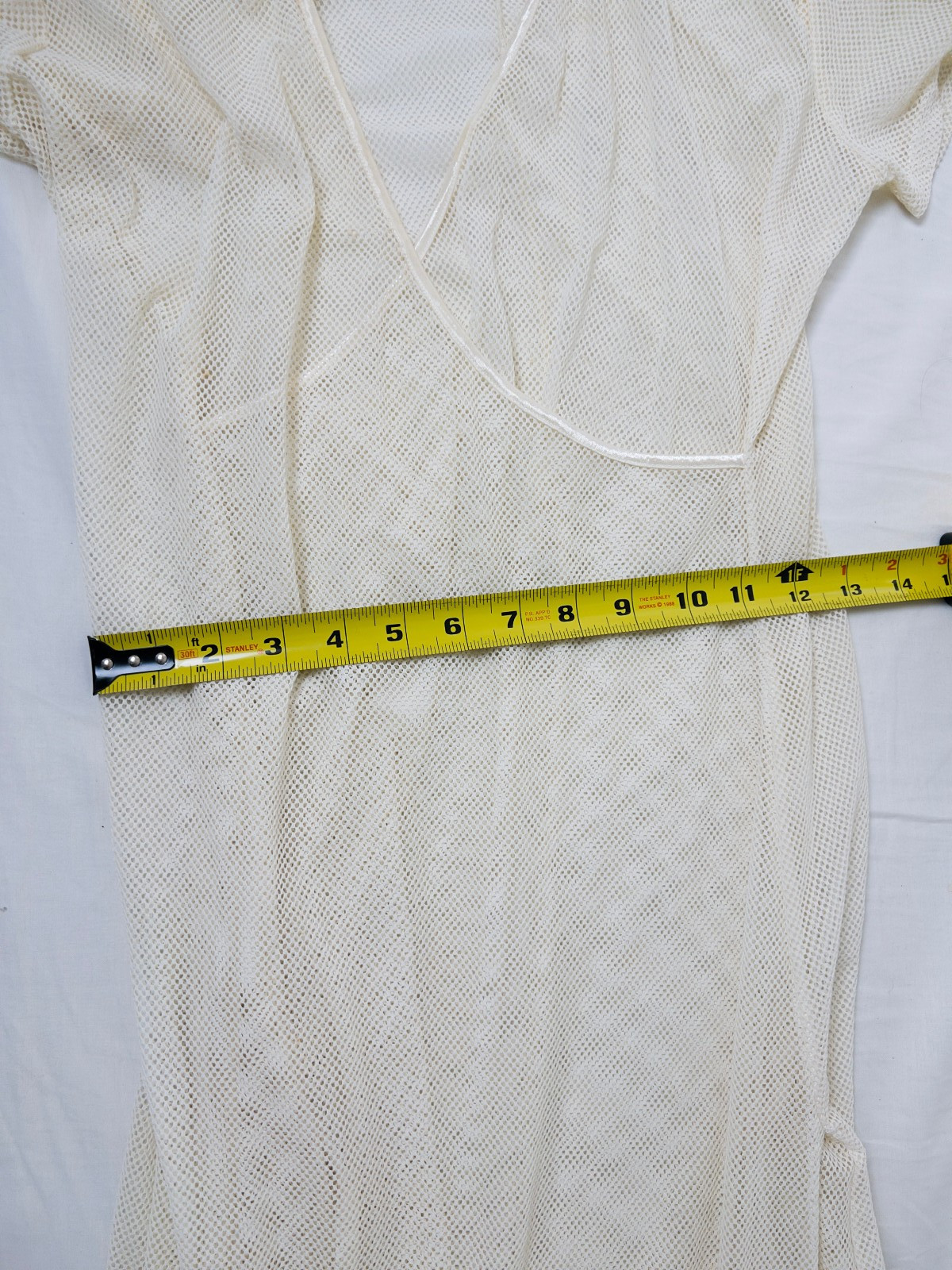 Vintage 90s Beth Schaeffer Wrap Dress Sz M White Maxi Mesh Sheer Festival Party