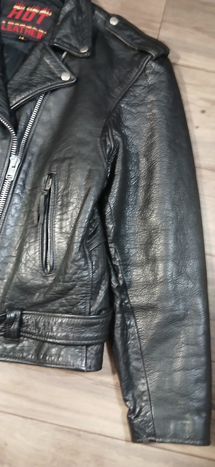 HOT LEATHERS – Women’s Biker Motorcycle Jacket Sz 14 Harley-Davidson Wolf – VTG