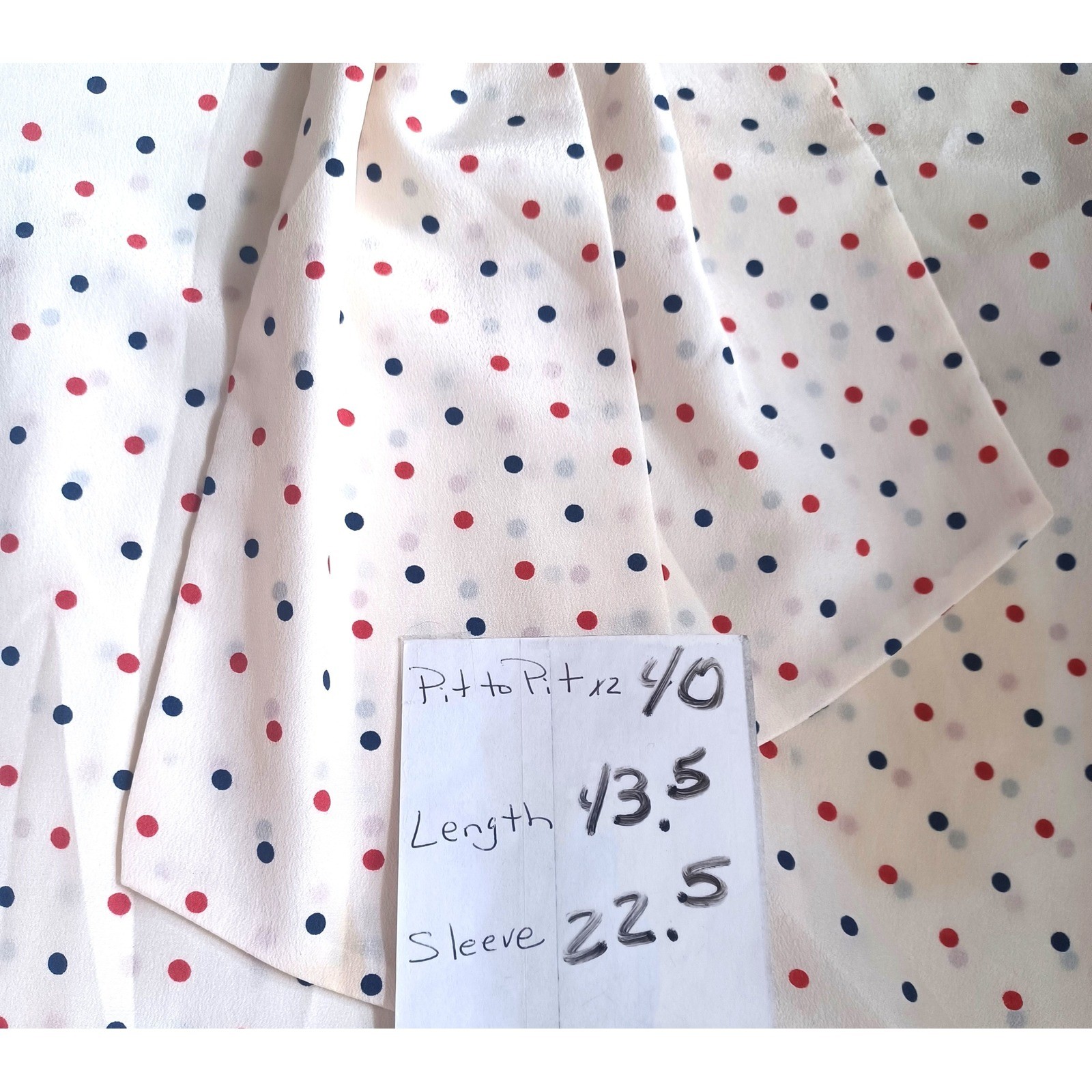 Country Miss Shirt Dress Women 12 Cream Polka Dot Tie Neck Vintage 70s Secretary