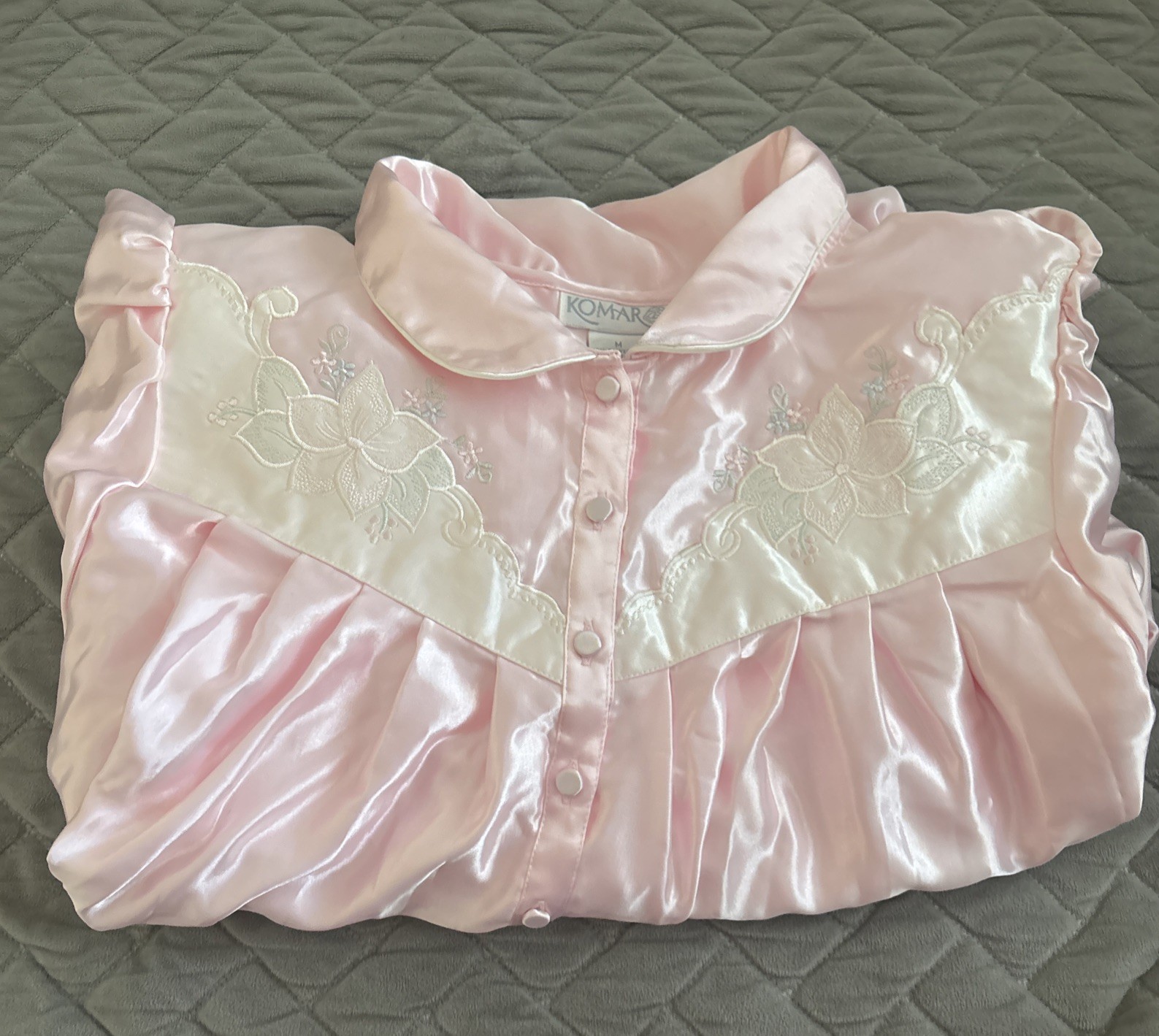 VINTAGE KOMAR Medium Long Nightgown Silky Nylon Pink New Original Tags