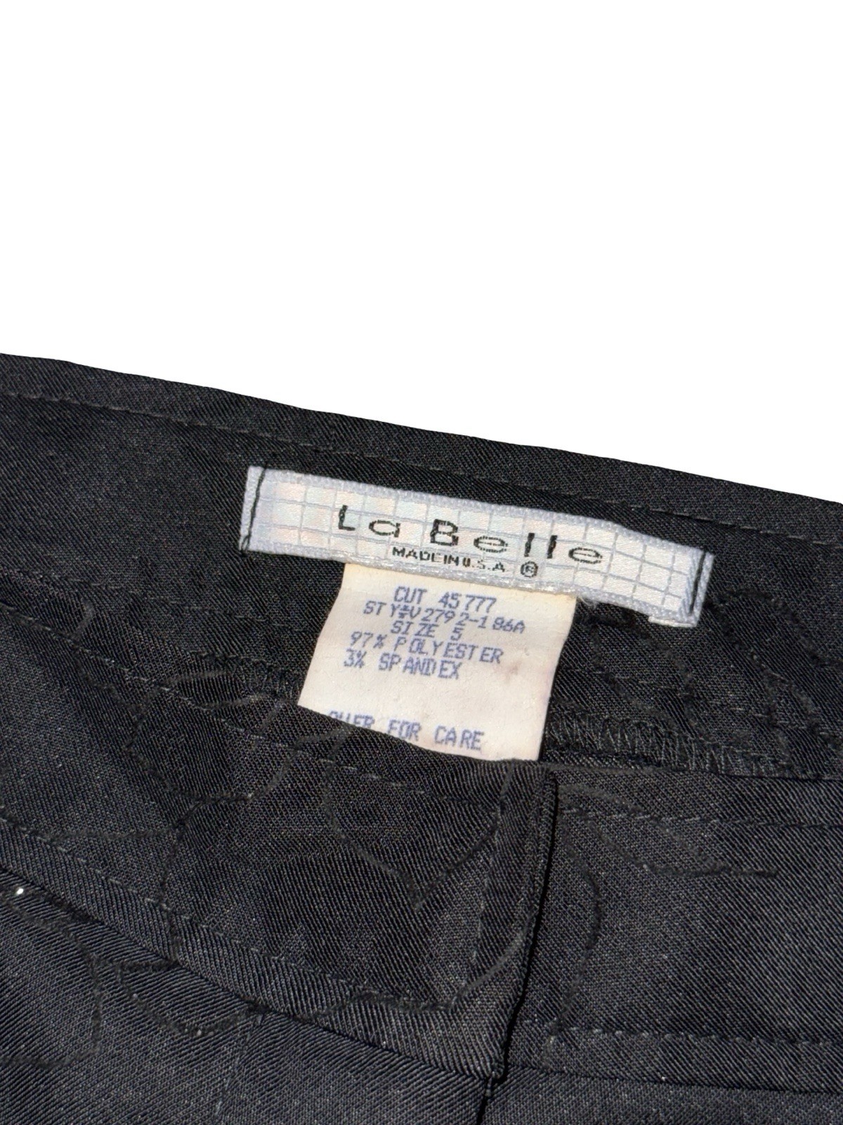 Vintage La Belle Flared Pants Black Dressy Rose Glitter Embellished USA Y2k Sz 5