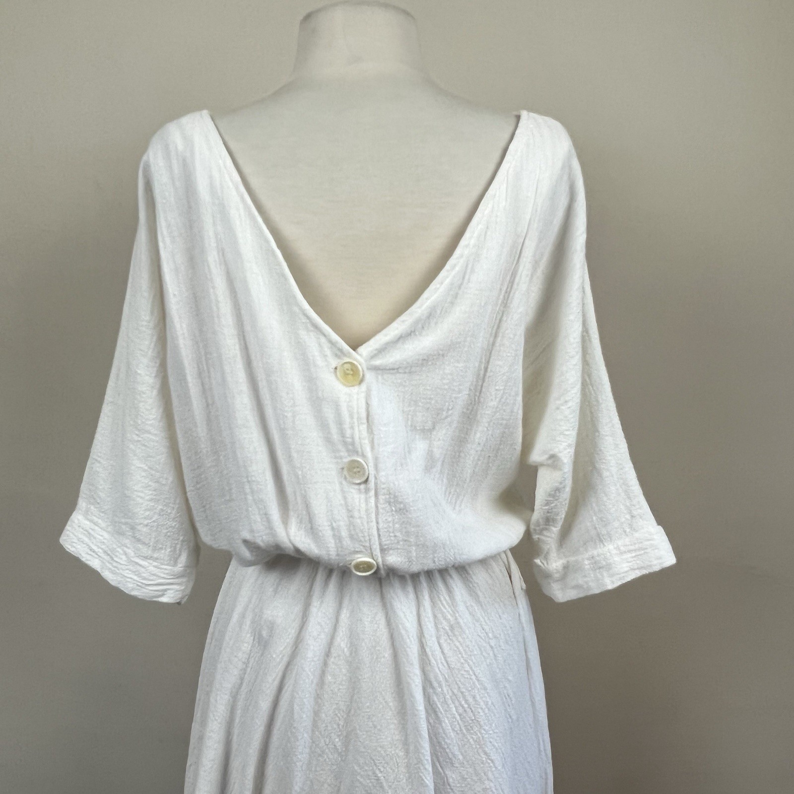 Vtg 70s Cotton Gauze Dress Fairy Bohemian Grecian Cotton dolman Sleeve goddess