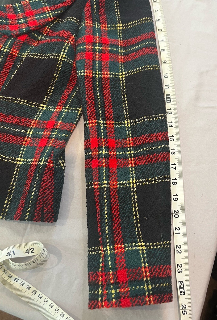 Peggy Jennings Vintage Skirt Suit — Black, Red, Green, Yellow Plaid –Tailored
