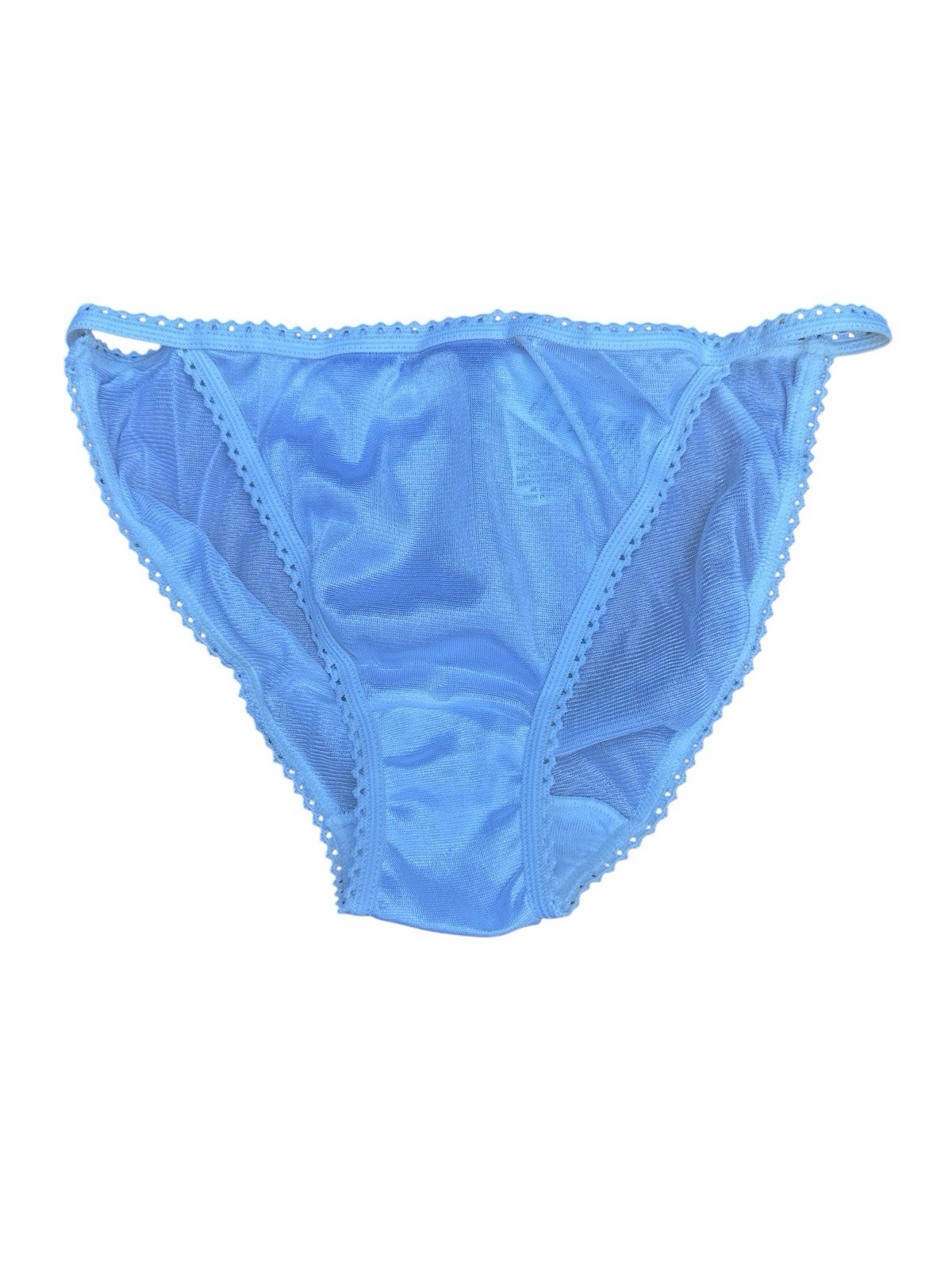 NEW VINTAGE BLUE & WHITE NYLON FULL CUT GRANNY PANTIES PACK OF 12 size 5/6/7