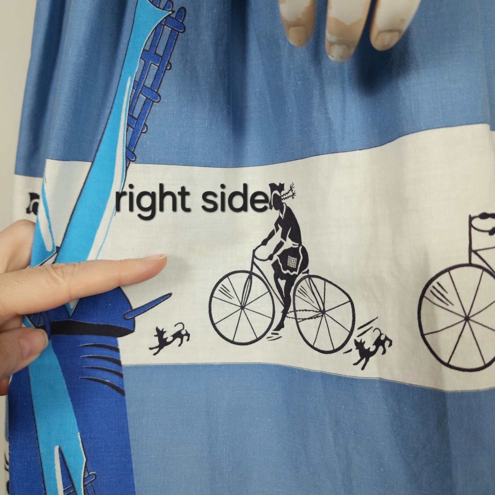 Vtg 1950s Holland windmill bicycle couple novelty print cotton skirt S