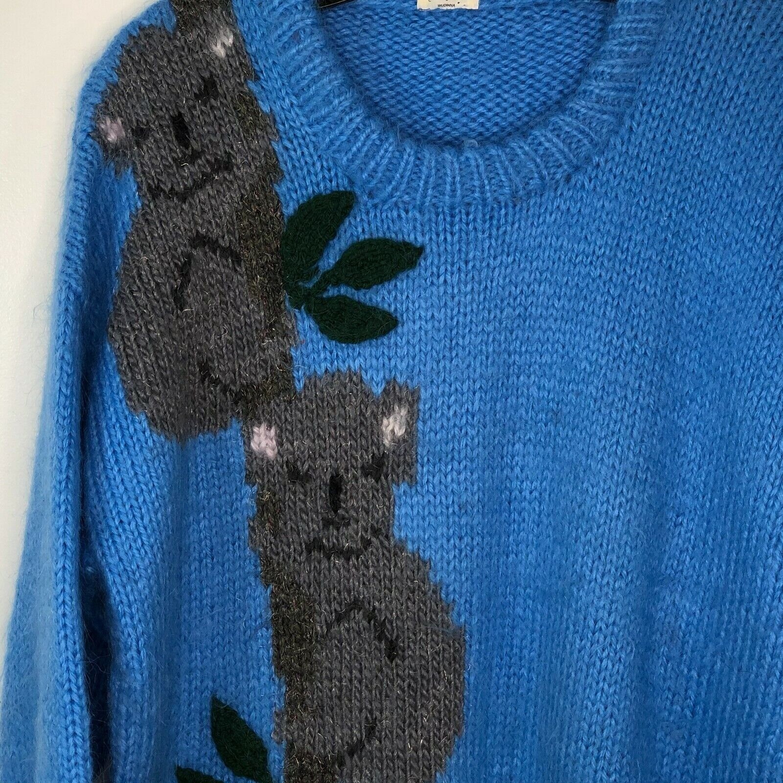 Vintage Koala Wool Sweater 80s Bett Smart Australia Hand Knit Long Pullover M-L