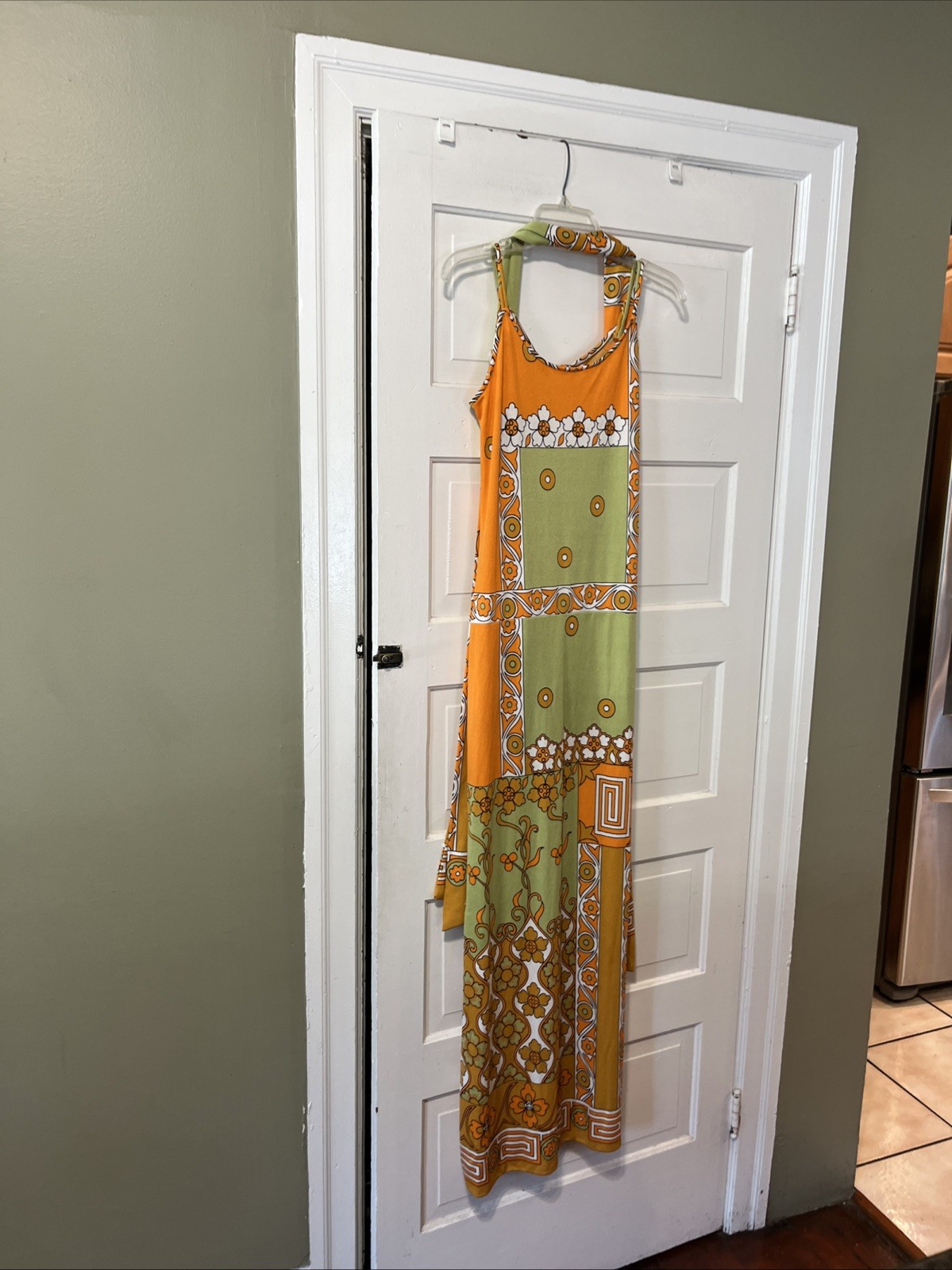 Vintage PAGANNE by Gene Berk Sleeveless Maxi Dress Size 10 Pretty w/scarf Unique
