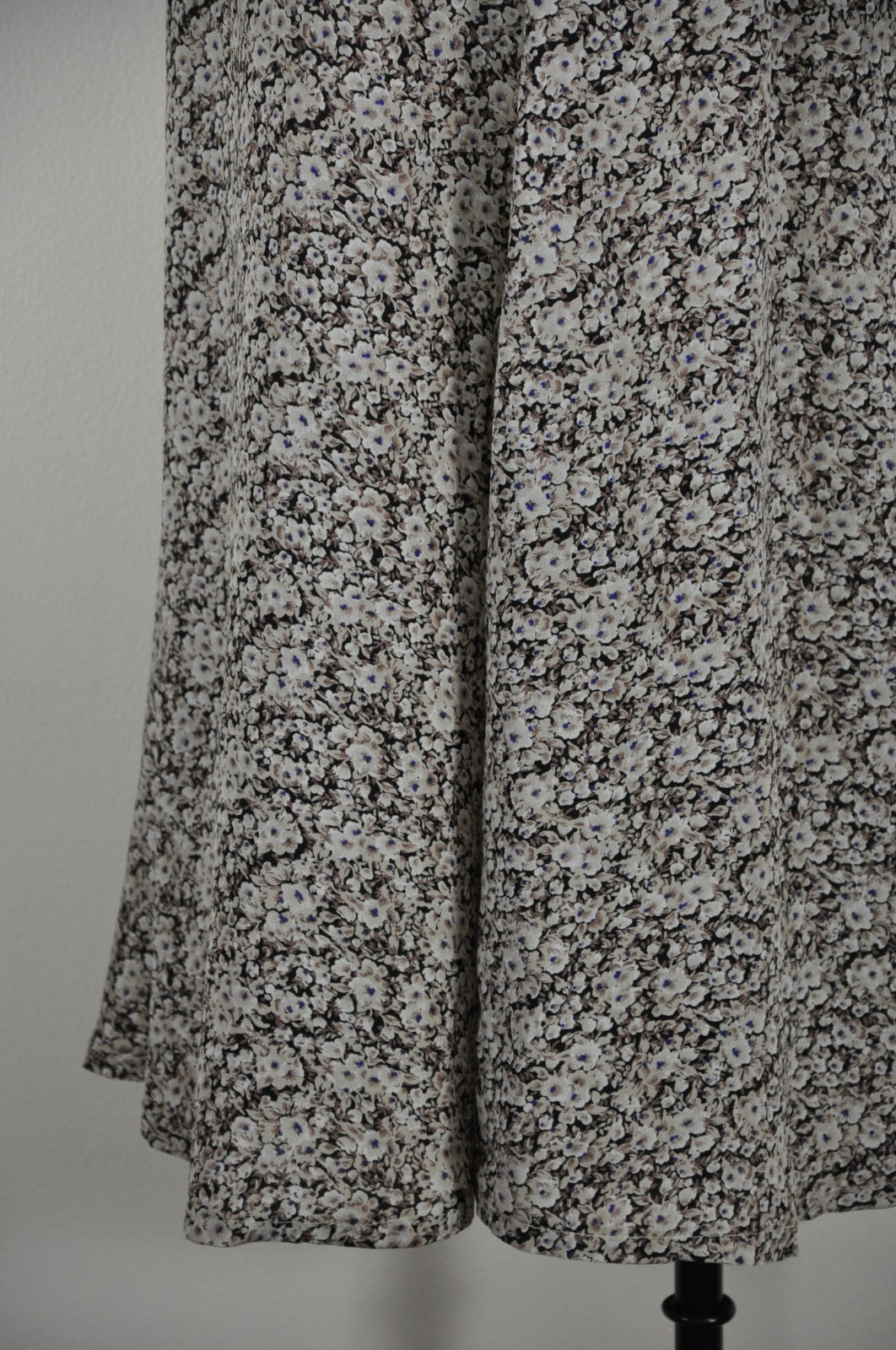 90s Vintage Brown Romantic Floral Long Sleeve Tie Back Grunge Dress Women S M