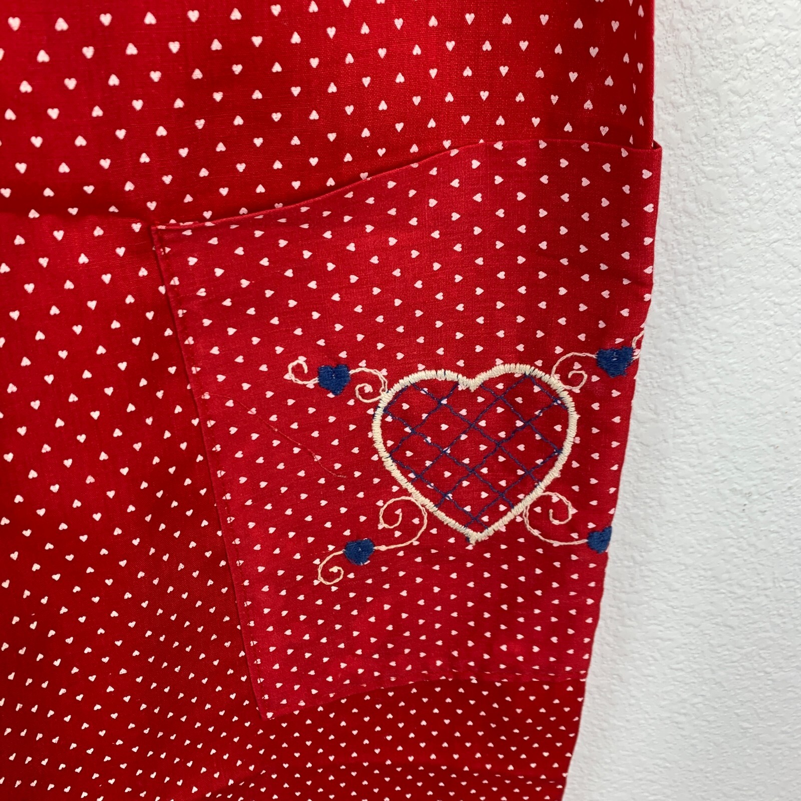 Vintage Red Hearts Nightgown Muumuu Button Robe Valentines Day Caftan Small Med