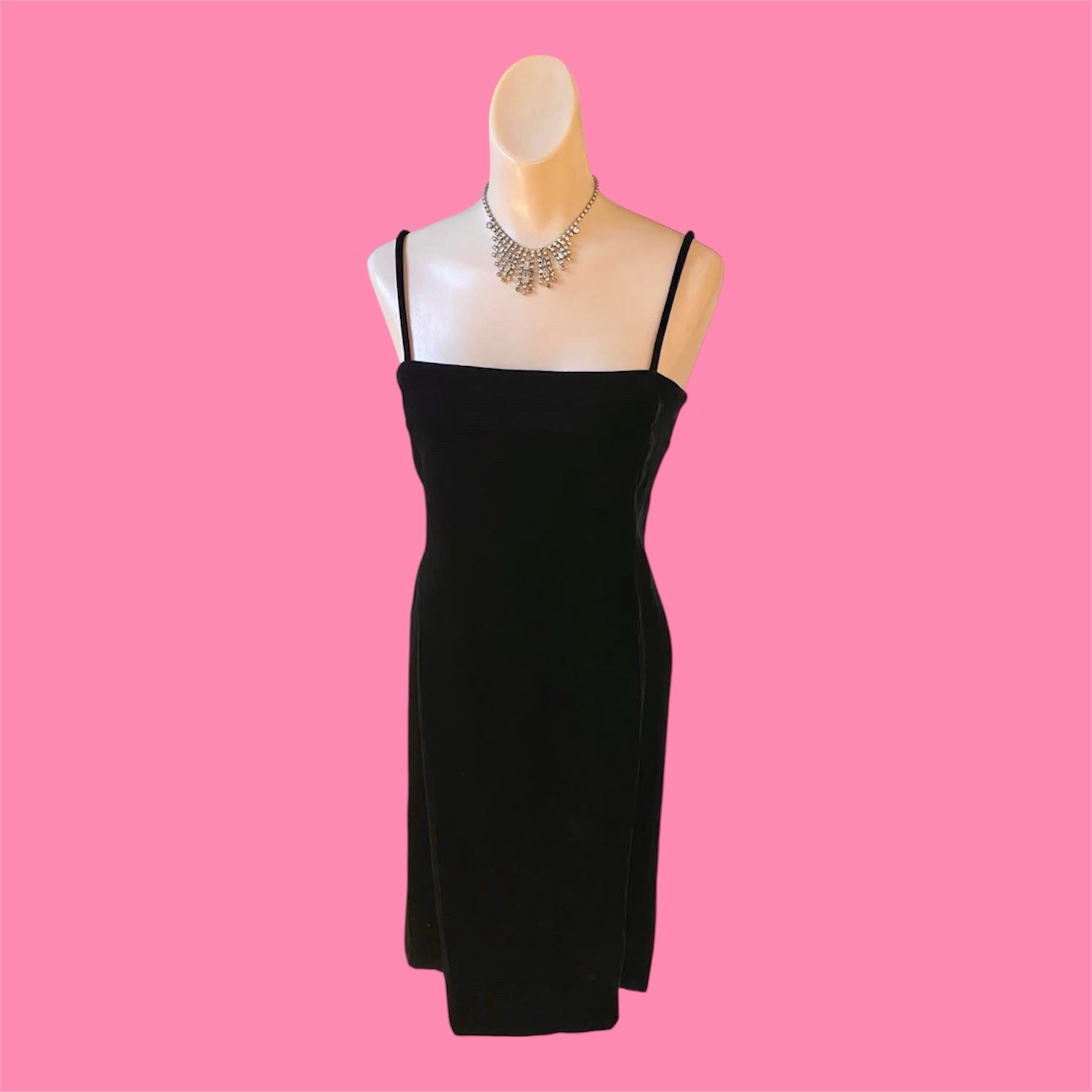 Vintage 1980s 1990s Rizkallah Velvet Evening Gown Column Dress Size XS Small