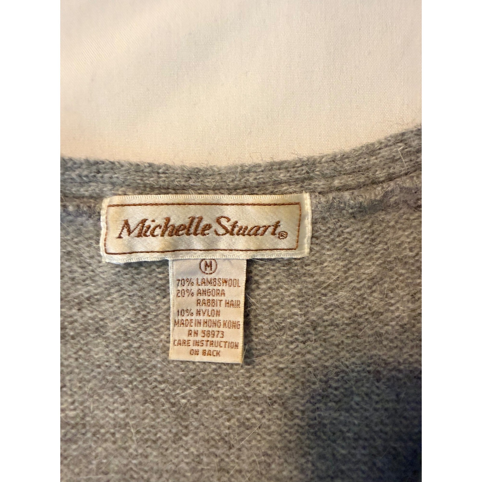 Michelle Stuart Vintage Gray Lambswool Angora Knit Sweater & Skirt Set Womens M