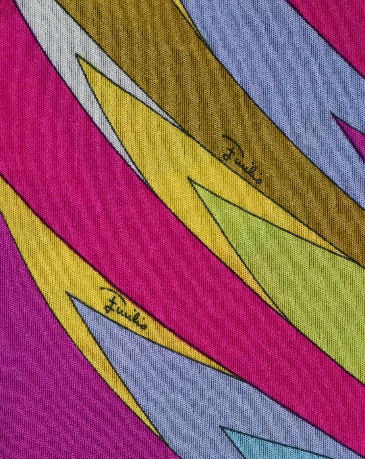 EMILIO PUCCI c.1960’s Abstract Stripe Op Art Signature Print V-Neck Sheath Dress