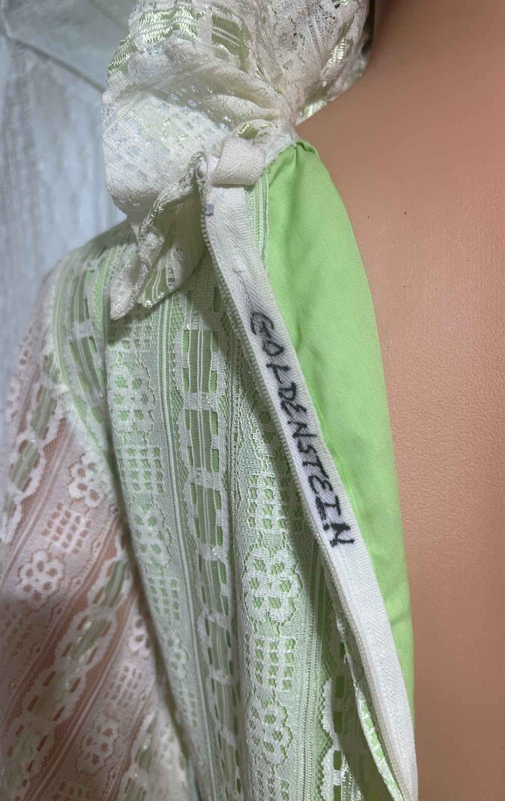 Vintage 1970s Prairie Dress Victorian Lace Folklore Cottagecore Lime Maxi S 27W