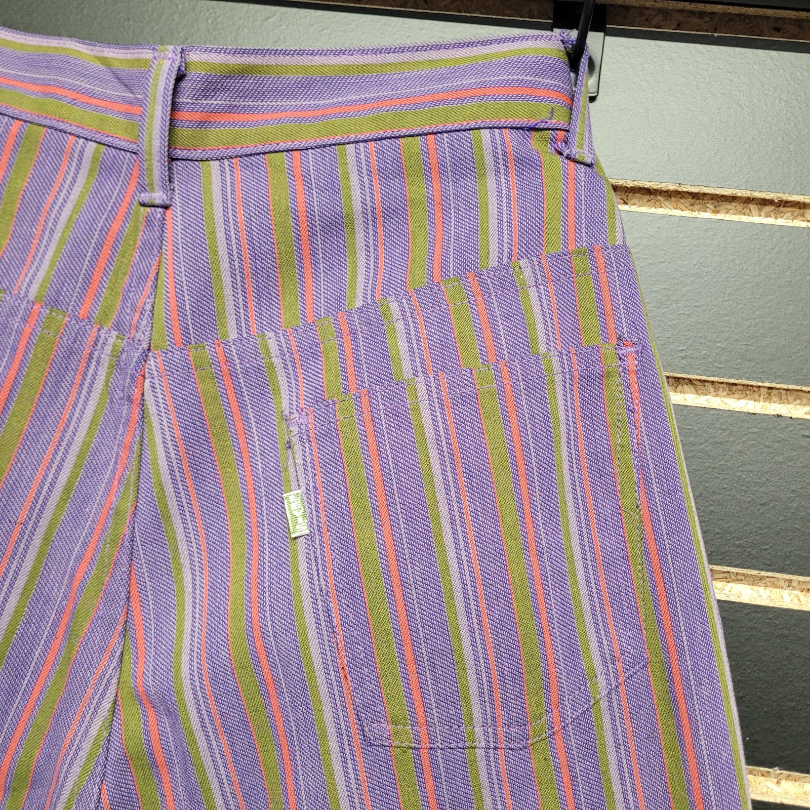 Vintage Levis For Gals Sta-Prest Pants Striped 70s Snap Button 26X32 Rare
