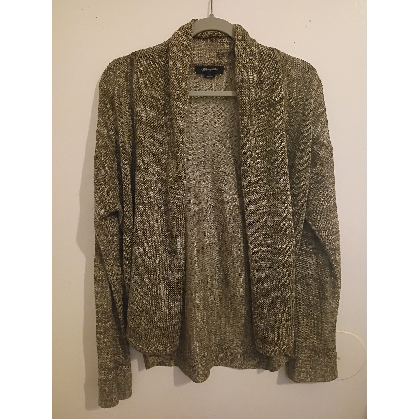 Christopher Fischer Open-Front Knit Cardigan Sweater – Olive Brown Linen Sz L