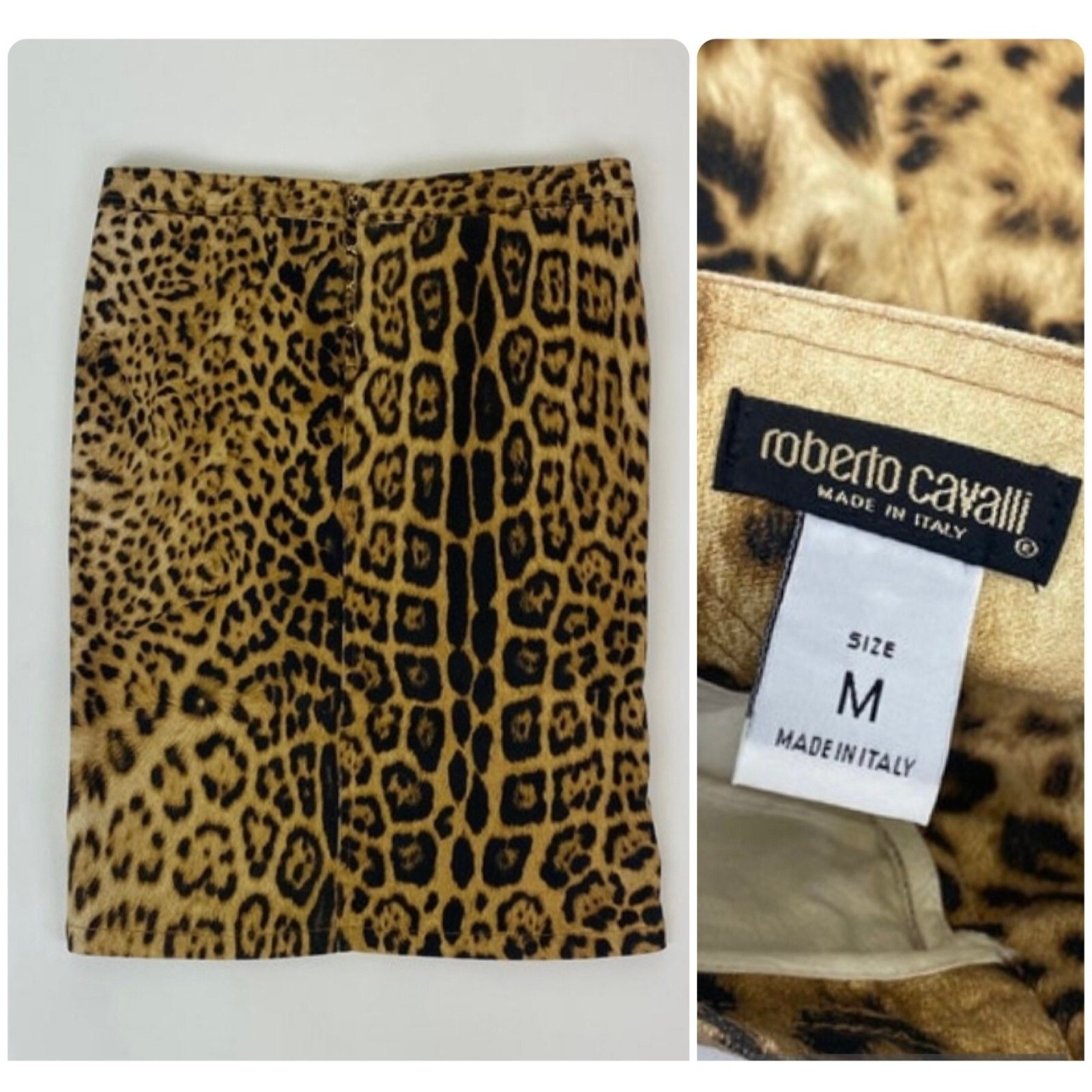 Vintage 1990s Designer Roberto Cavalli Fitted Sexy Pencil Midi Skirt w/