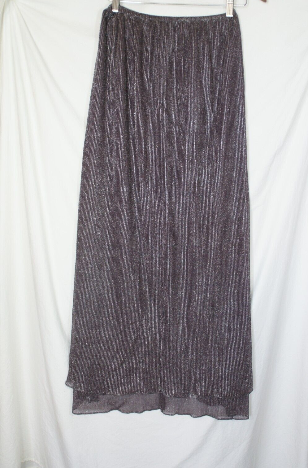 Vintage Carol Anderson Top Skirt Set Purple Gray Silver Metallic Size 7/8 Peplum