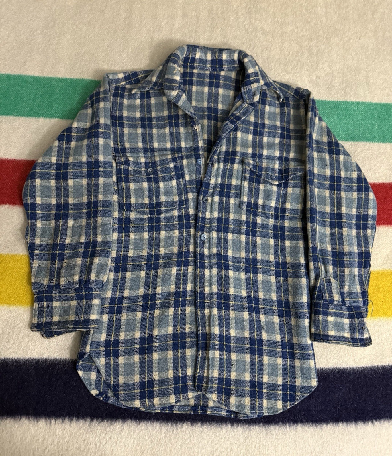 Vintage 30s 1930s 40s Pendleton Flannel Wool Distressed Thrashed Extra Small XS