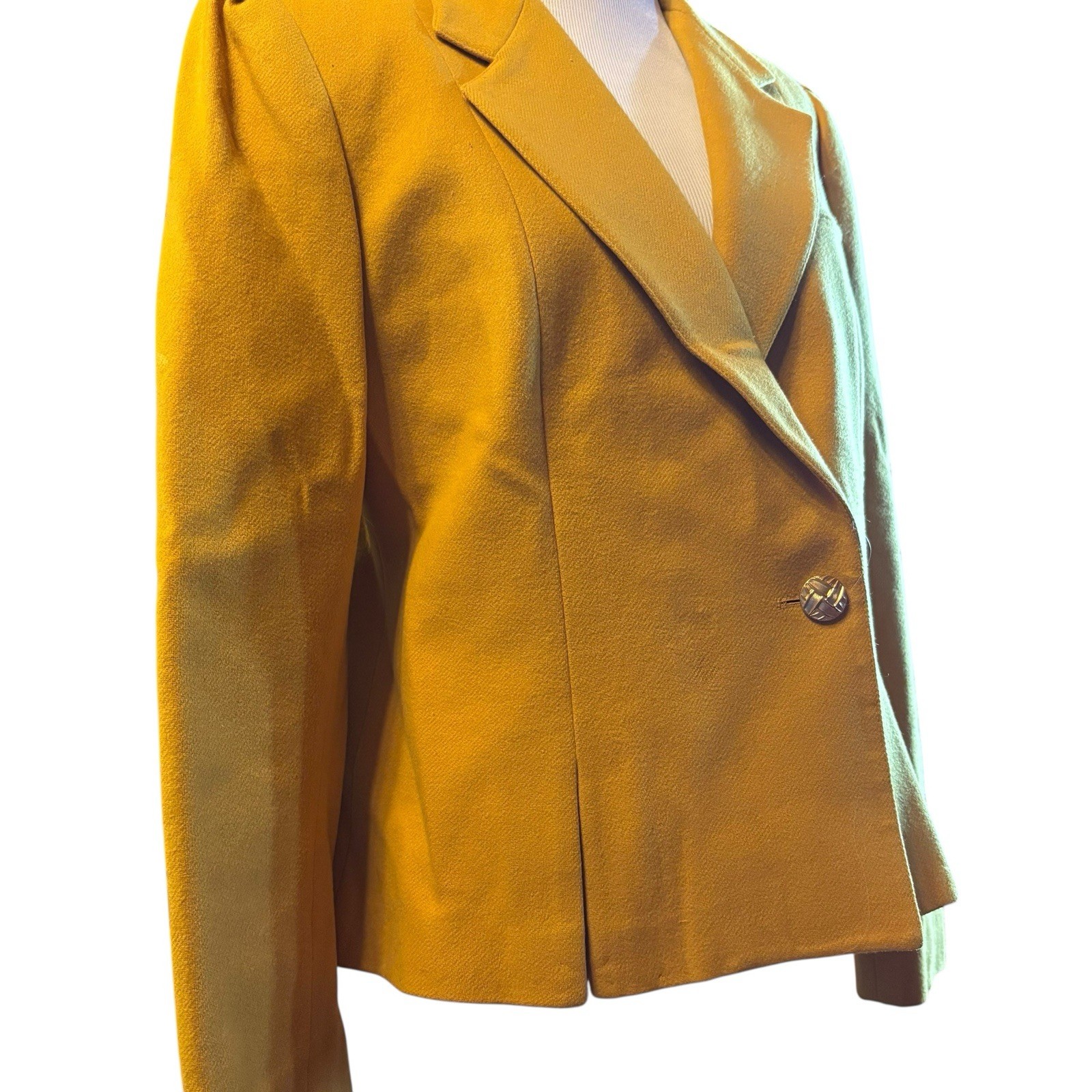 Peabody House Women’s 11/12 Tailored Lined Gold Blazer Wool Blend Korea