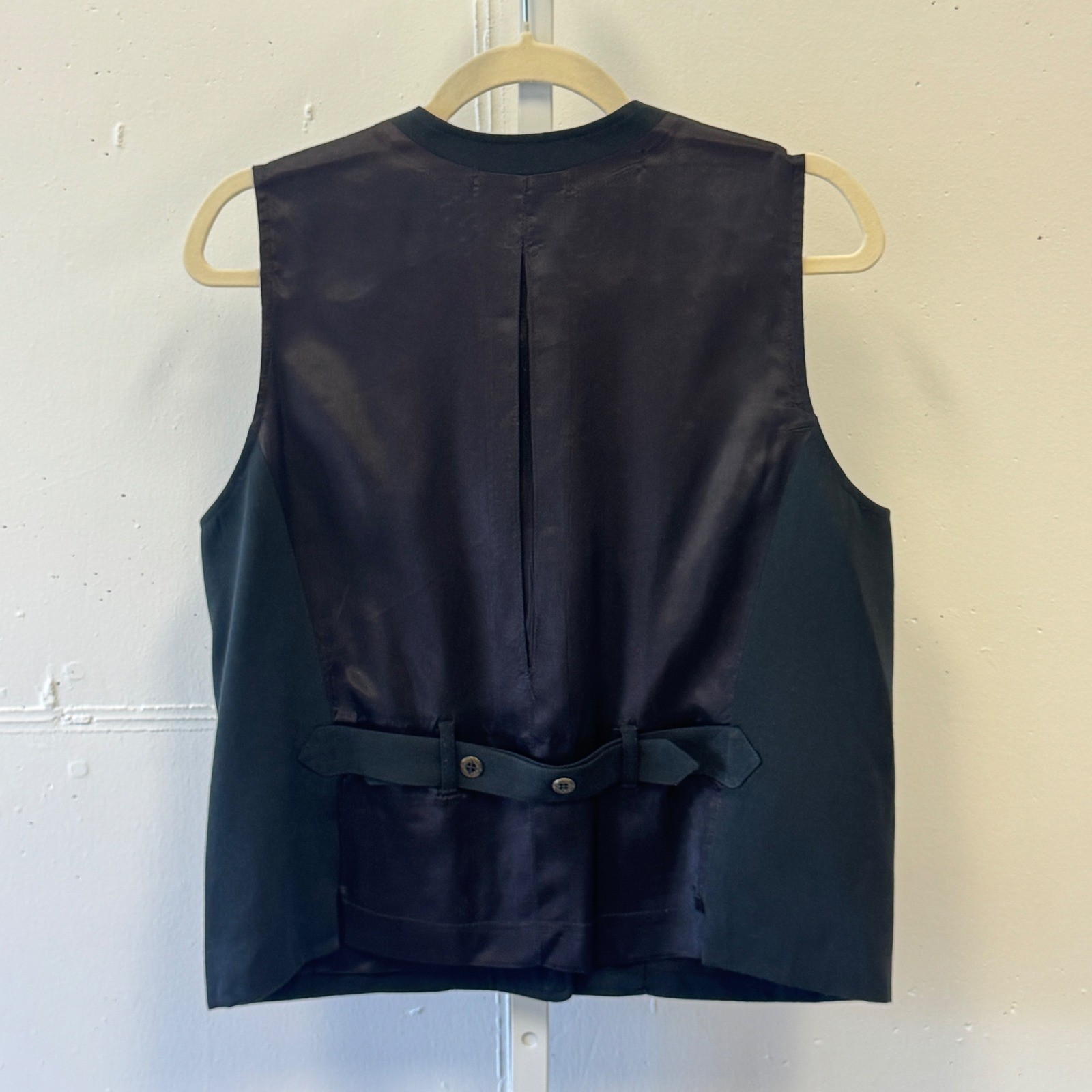 Vintage Ciel Bleu Patchwork Novelty Button Wool Blend Vest Western Black