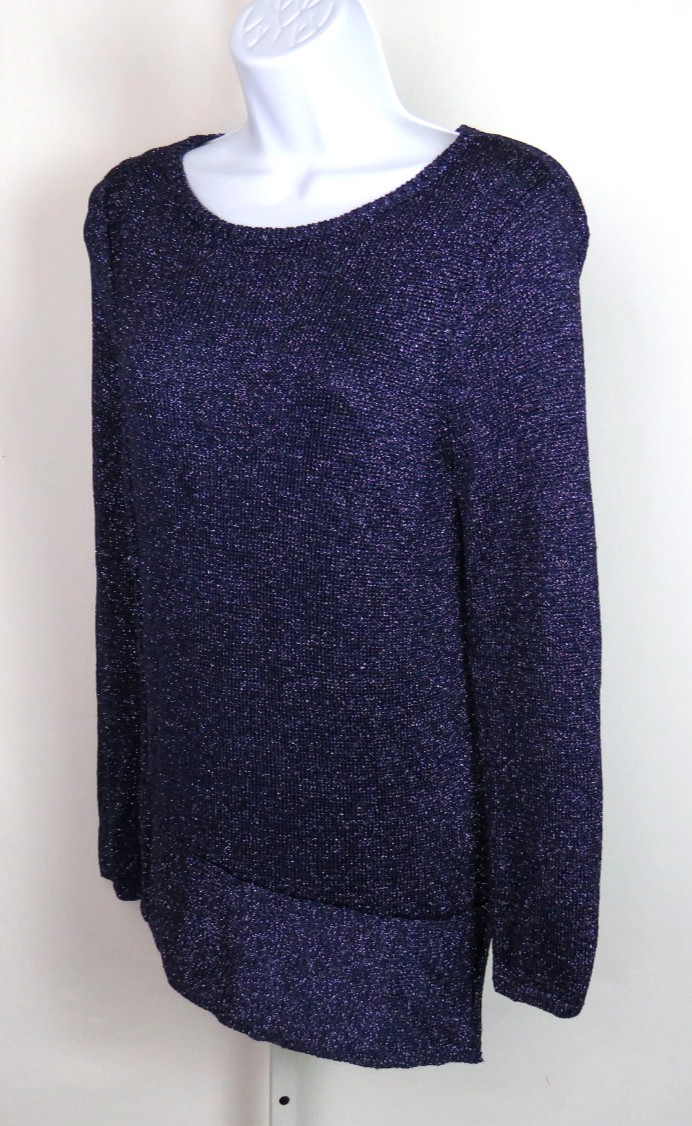VTG CHICO’S PURPLE STRETCH TOP WITH SILVER METALLIC SPARKLING THREAD SIZE 1